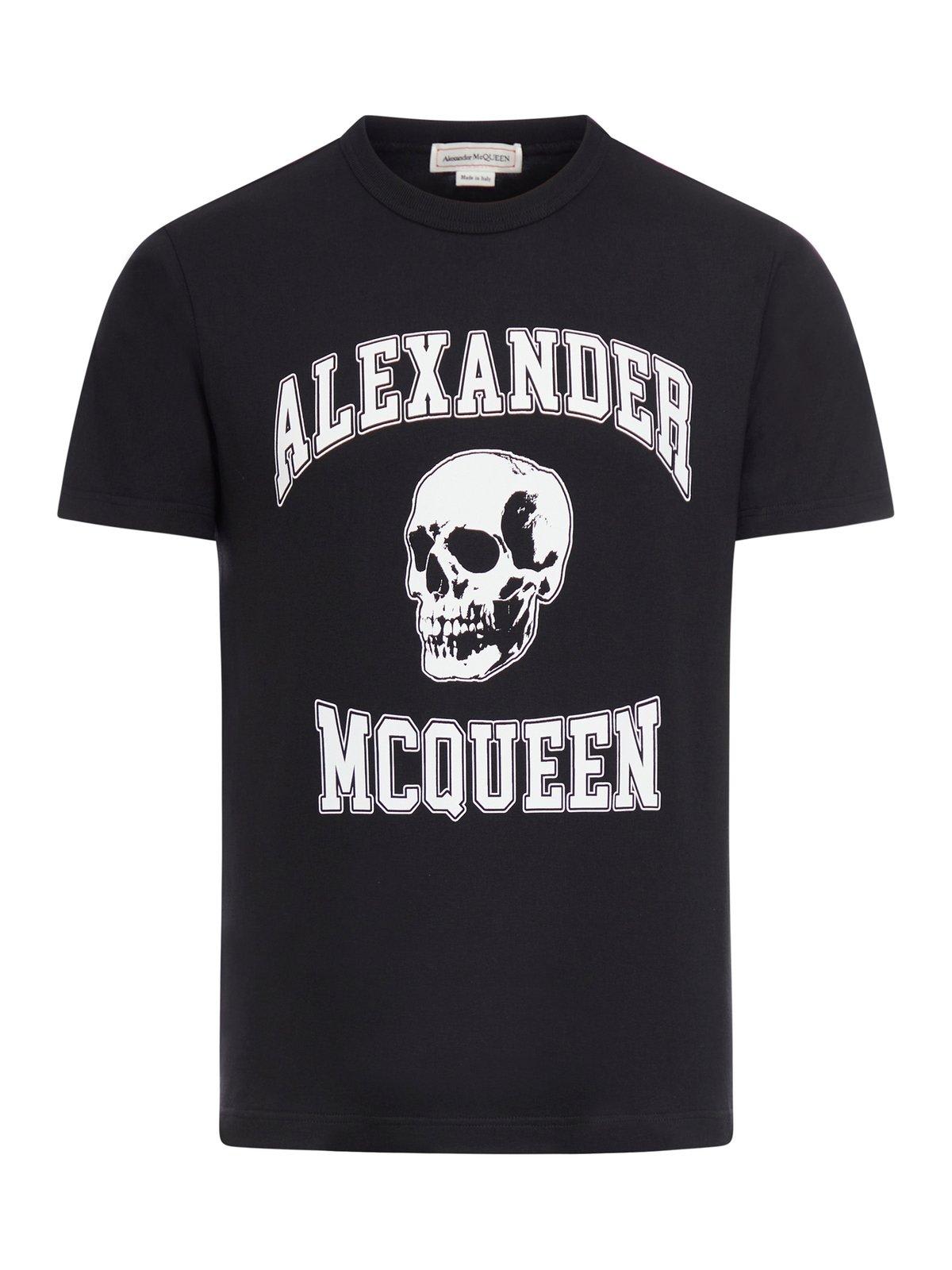 Shop Alexander Mcqueen Graphic-printed Crewneck T-shirt In Blakc