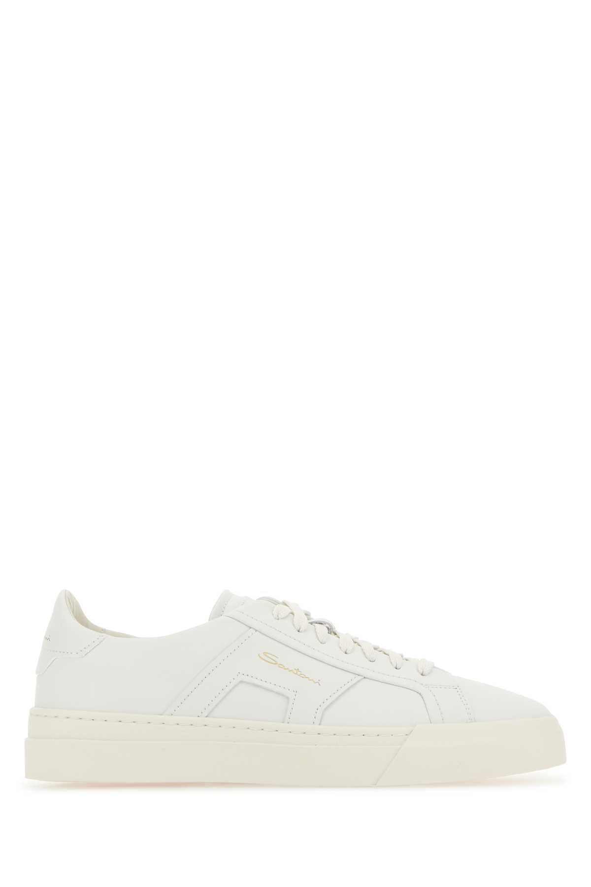 Santoni White Leather Sneakers In I20