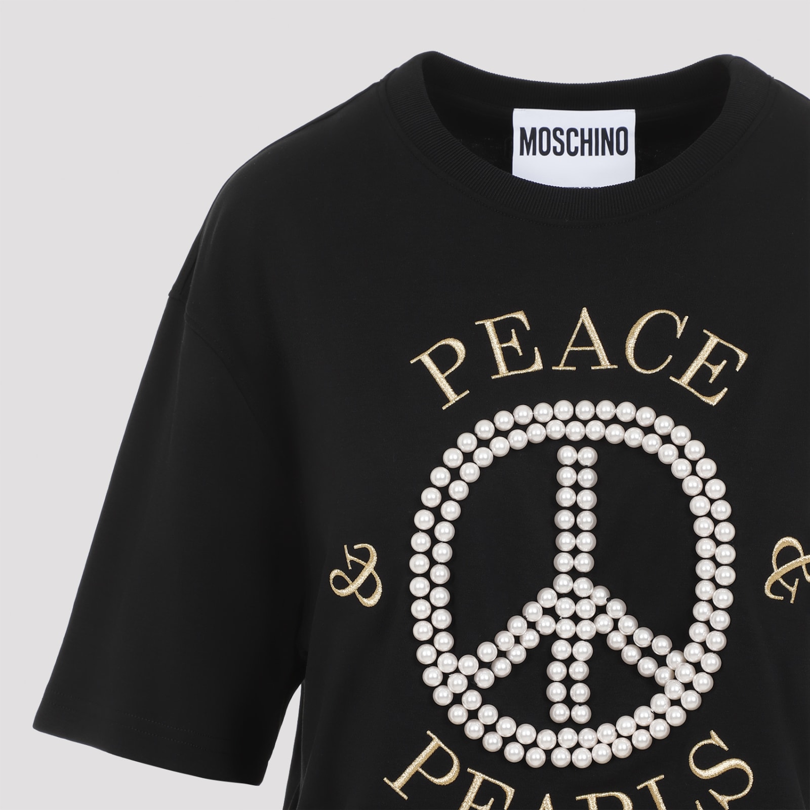 Shop Moschino Cotton T-shirt In Black