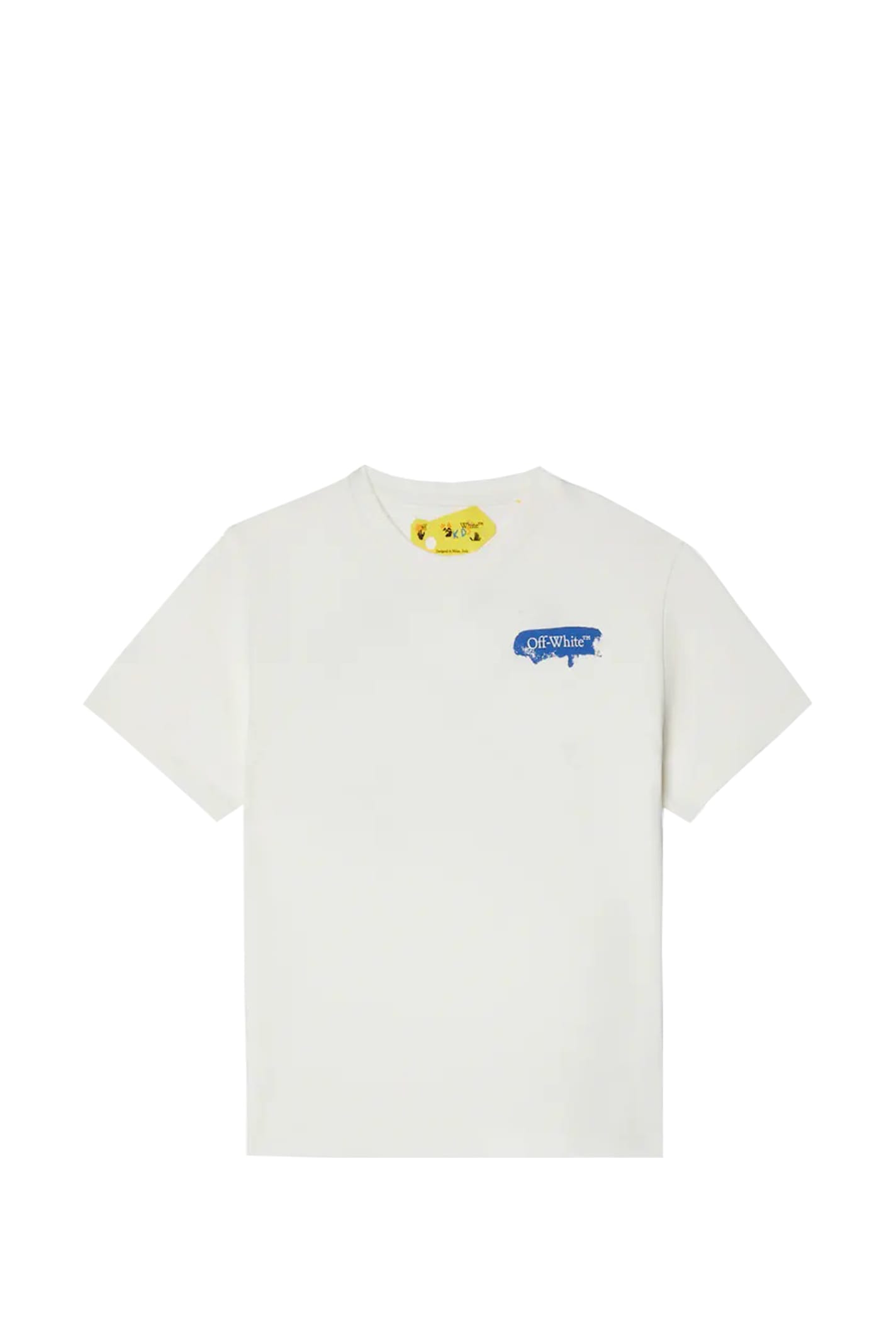 OFF-WHITE T-SHIRT WITH PAINT GRAPHIC MOTIF