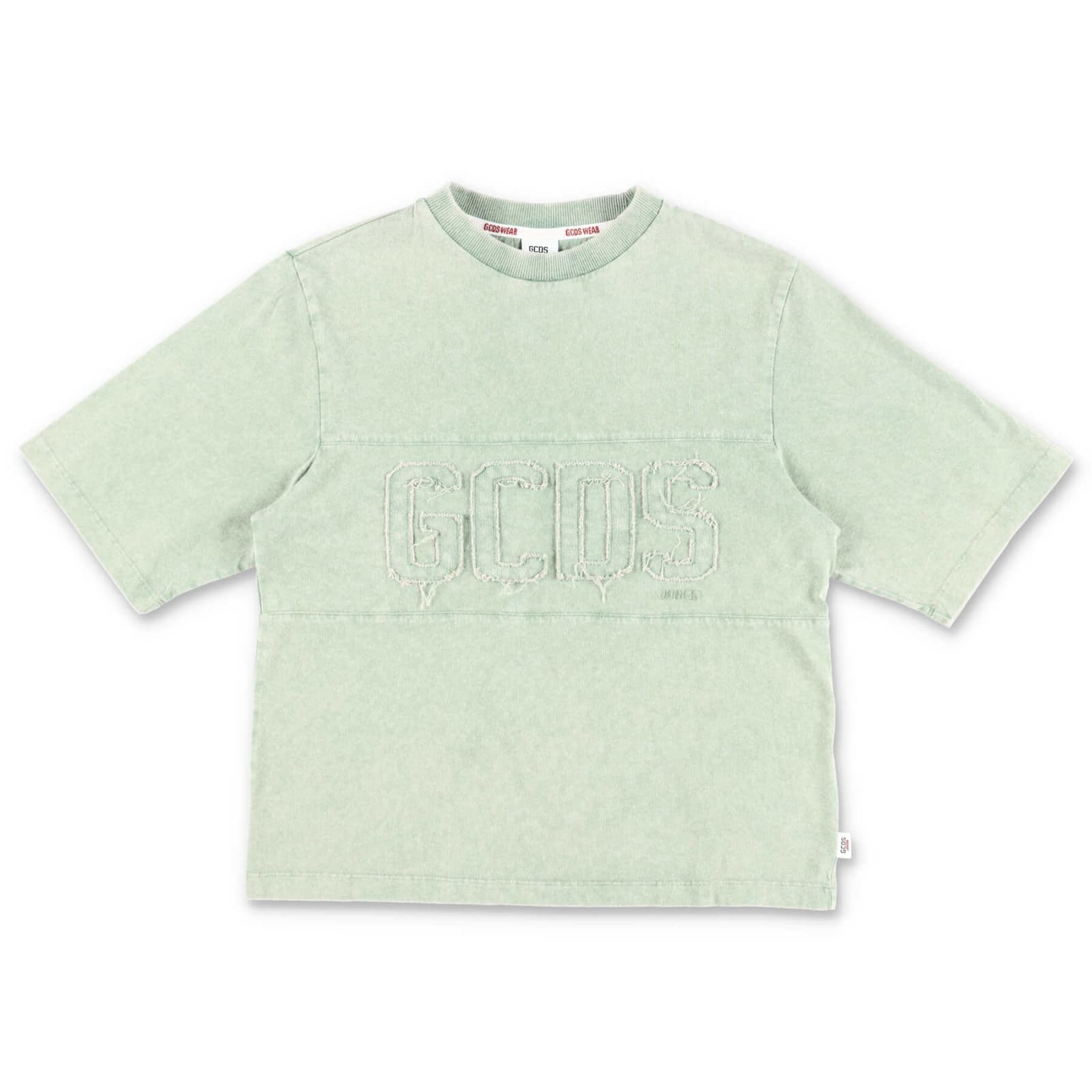 GCDS Mini Gcds T-shirt Verde Chiaro In Cotone