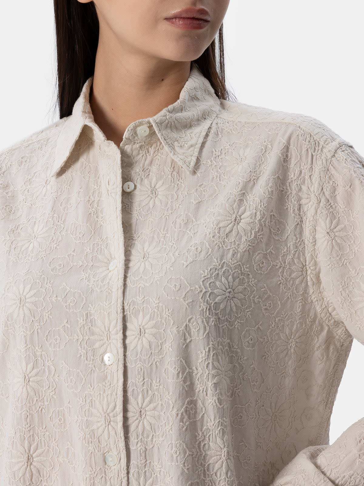 Shop Mc2 Saint Barth Woman Classic Sangallo Cotton Shirt Meredith In White