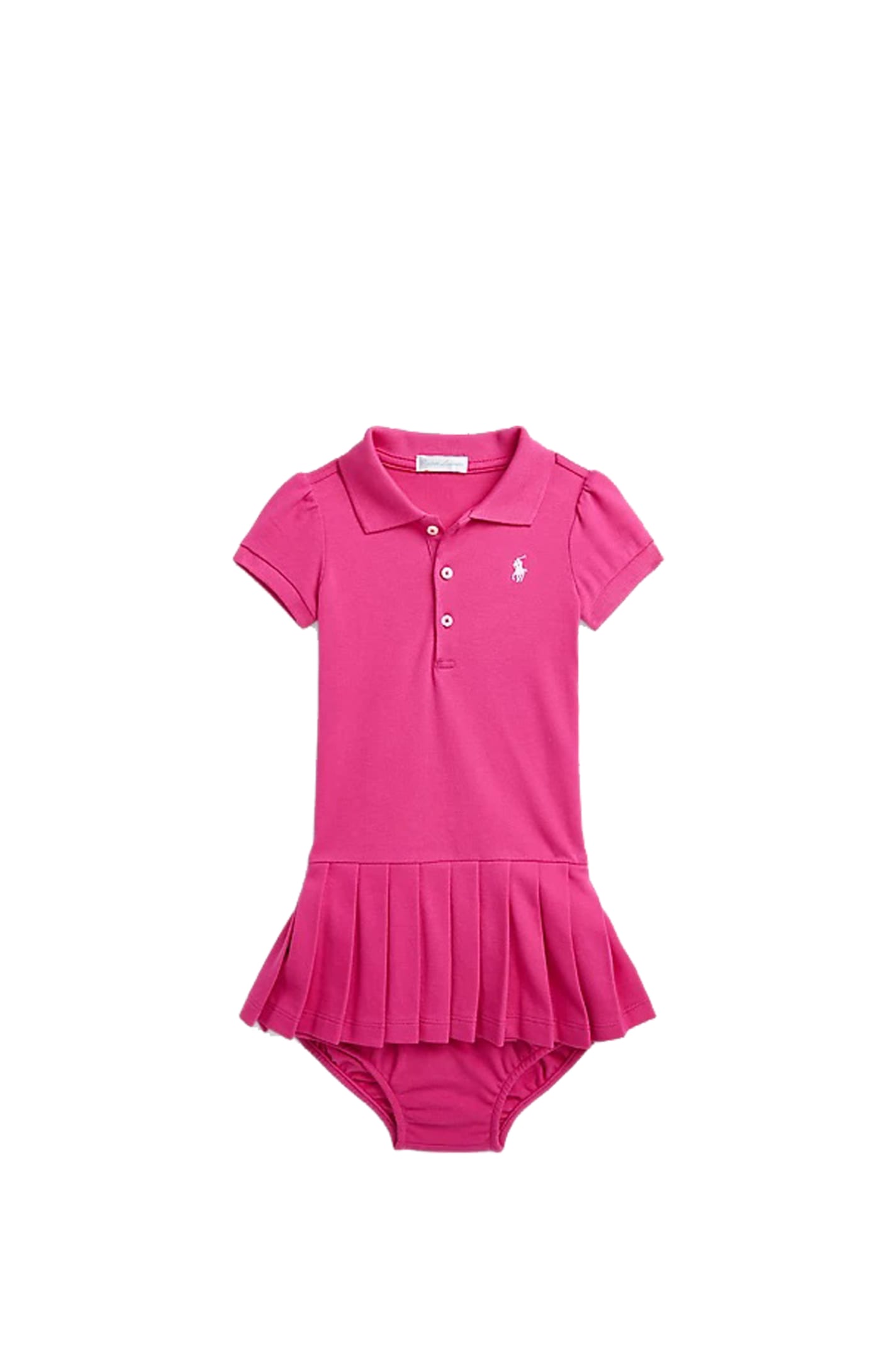 Ralph Lauren Babies' Pleated Pique Polo Dress With Culotte In Rose
