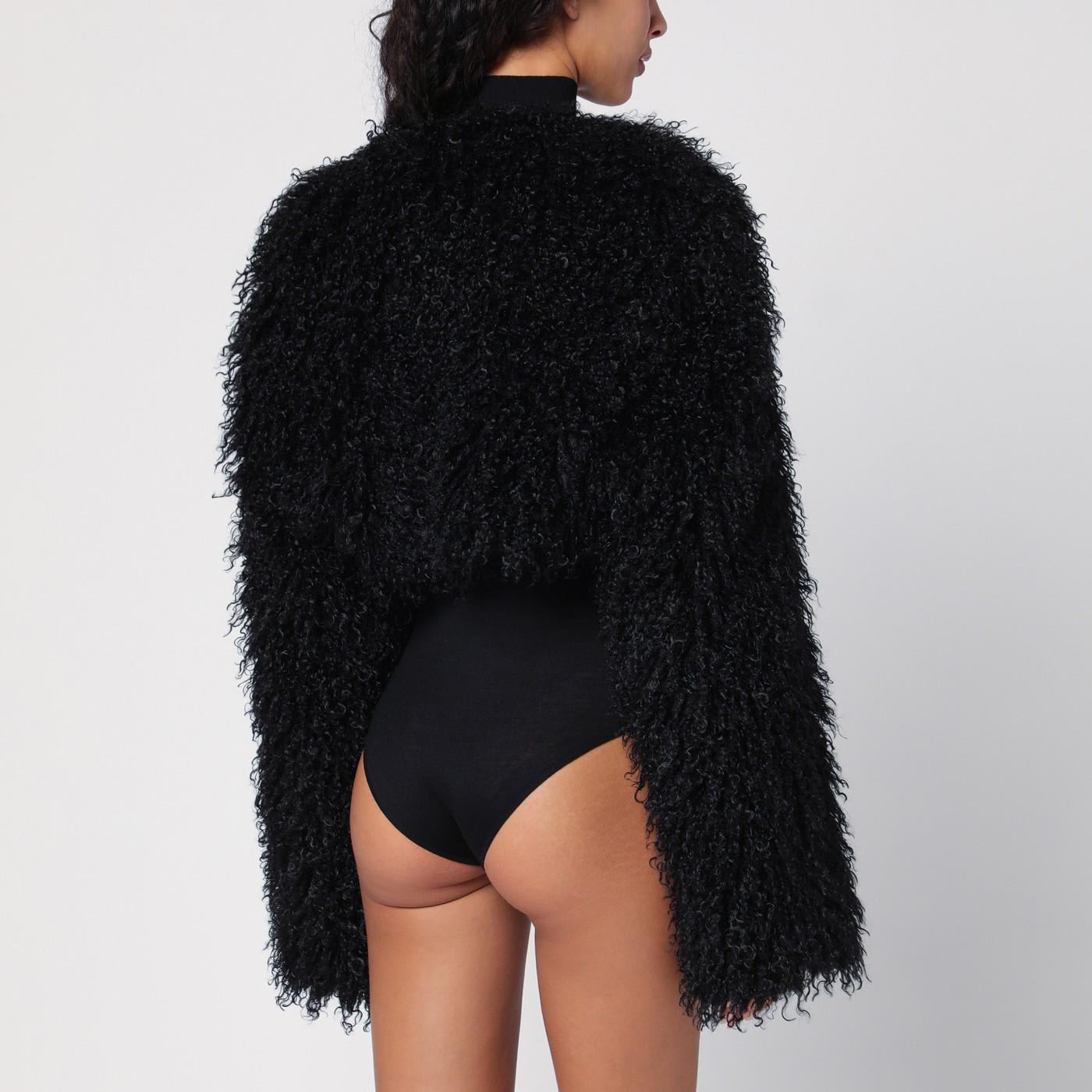 Shop Sportmax Black Faux Fur Shawl