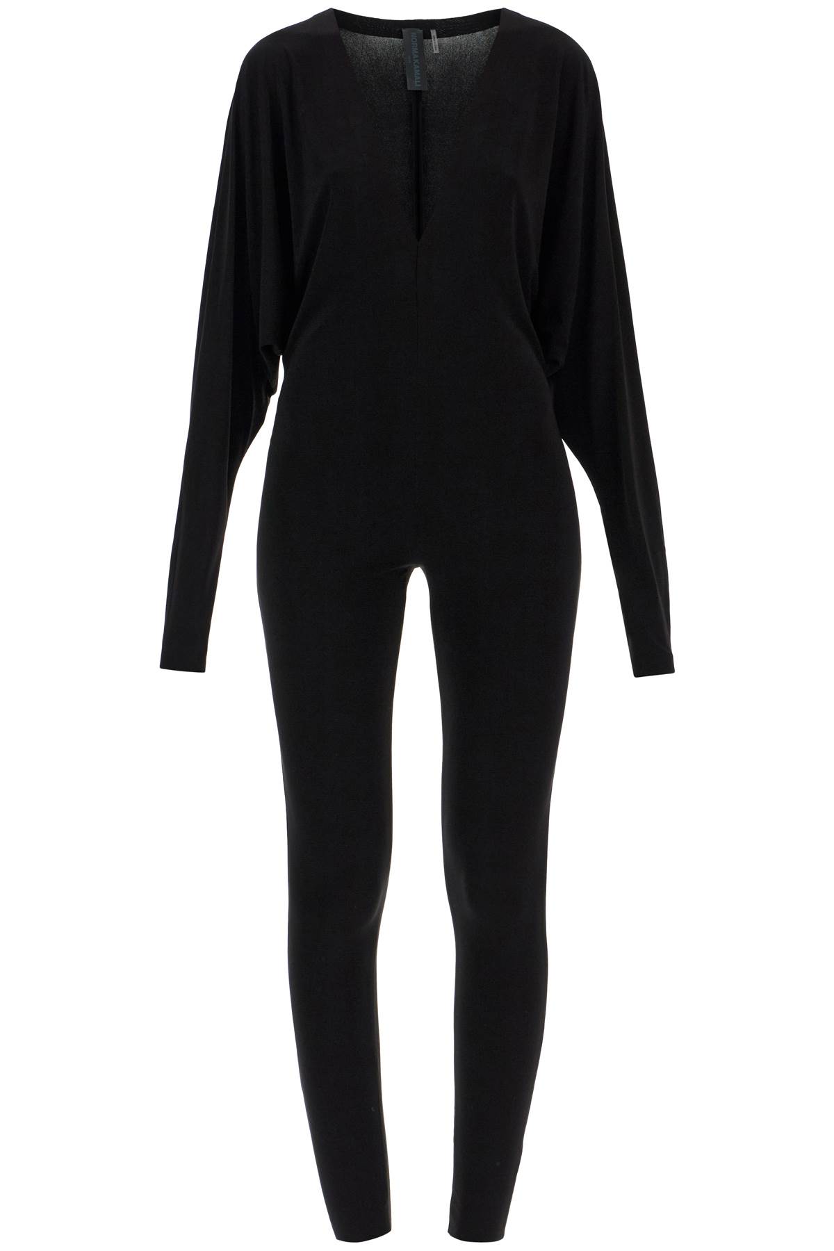 Black Slim Fit Long Sleeve V Neck Jumpsuit