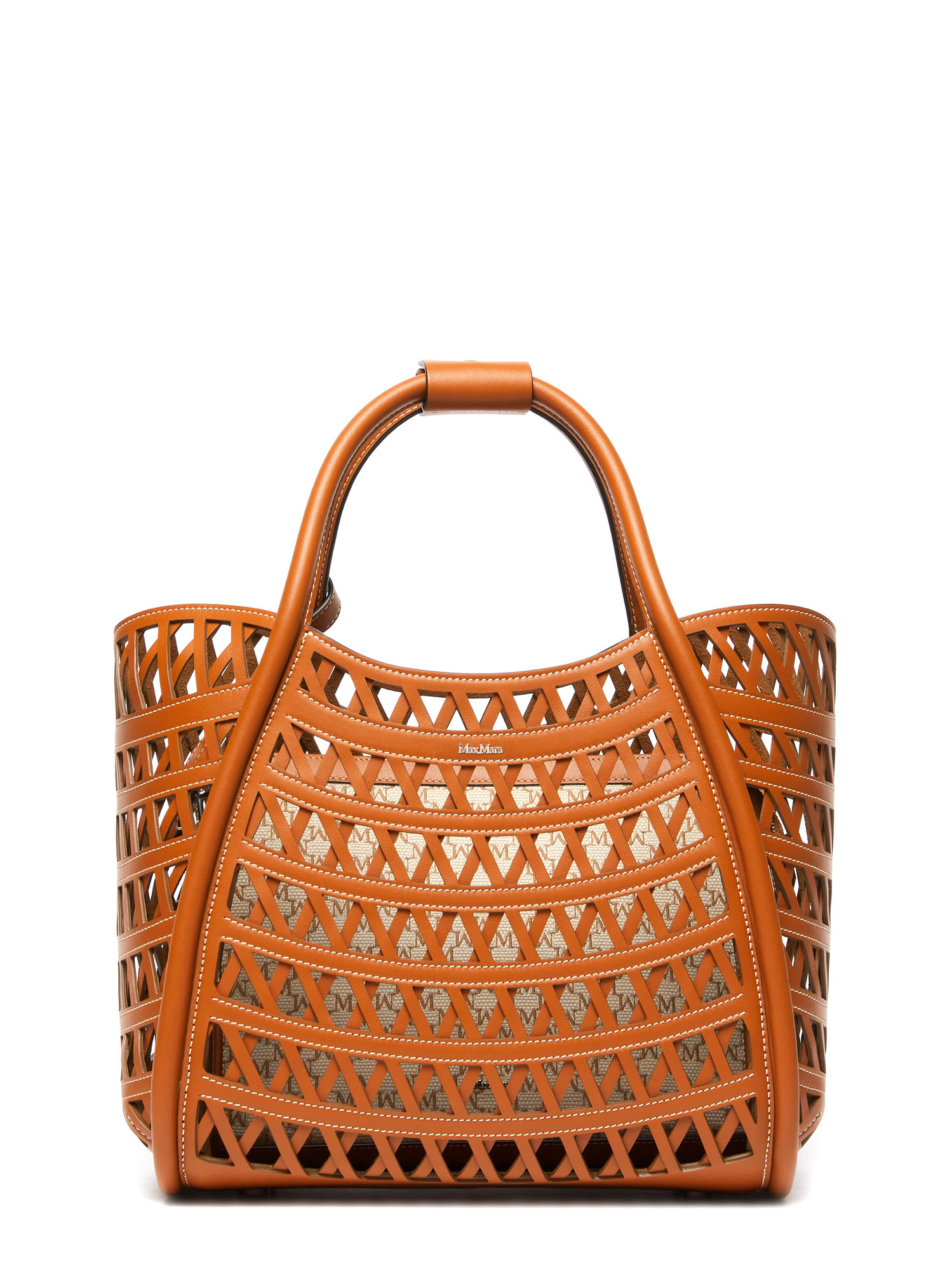 Max Mara Marines Weaving Perforated Leather Handbag With Internal Clutch