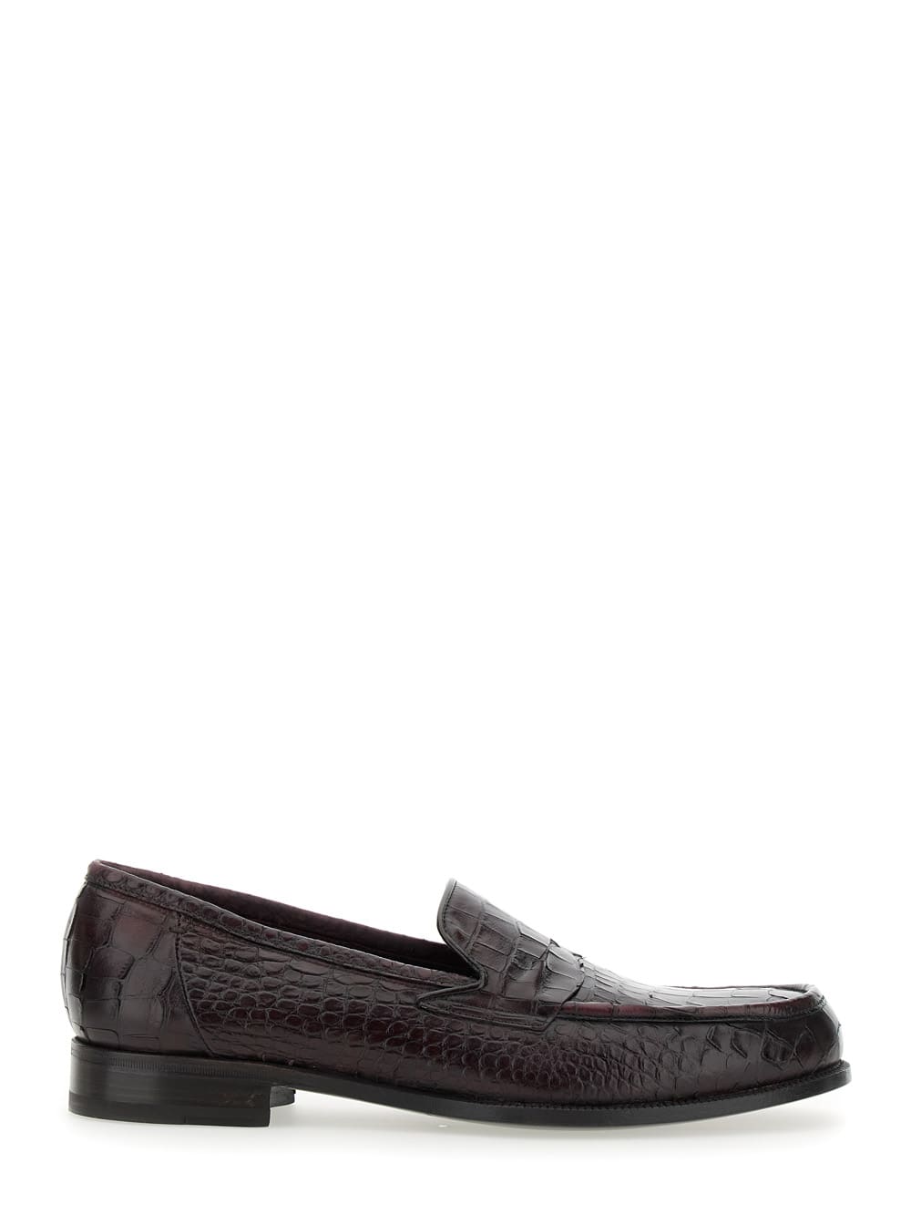 luisiana Bordeaux Loafers With Embossed Crocodile Effect In Leather Man
