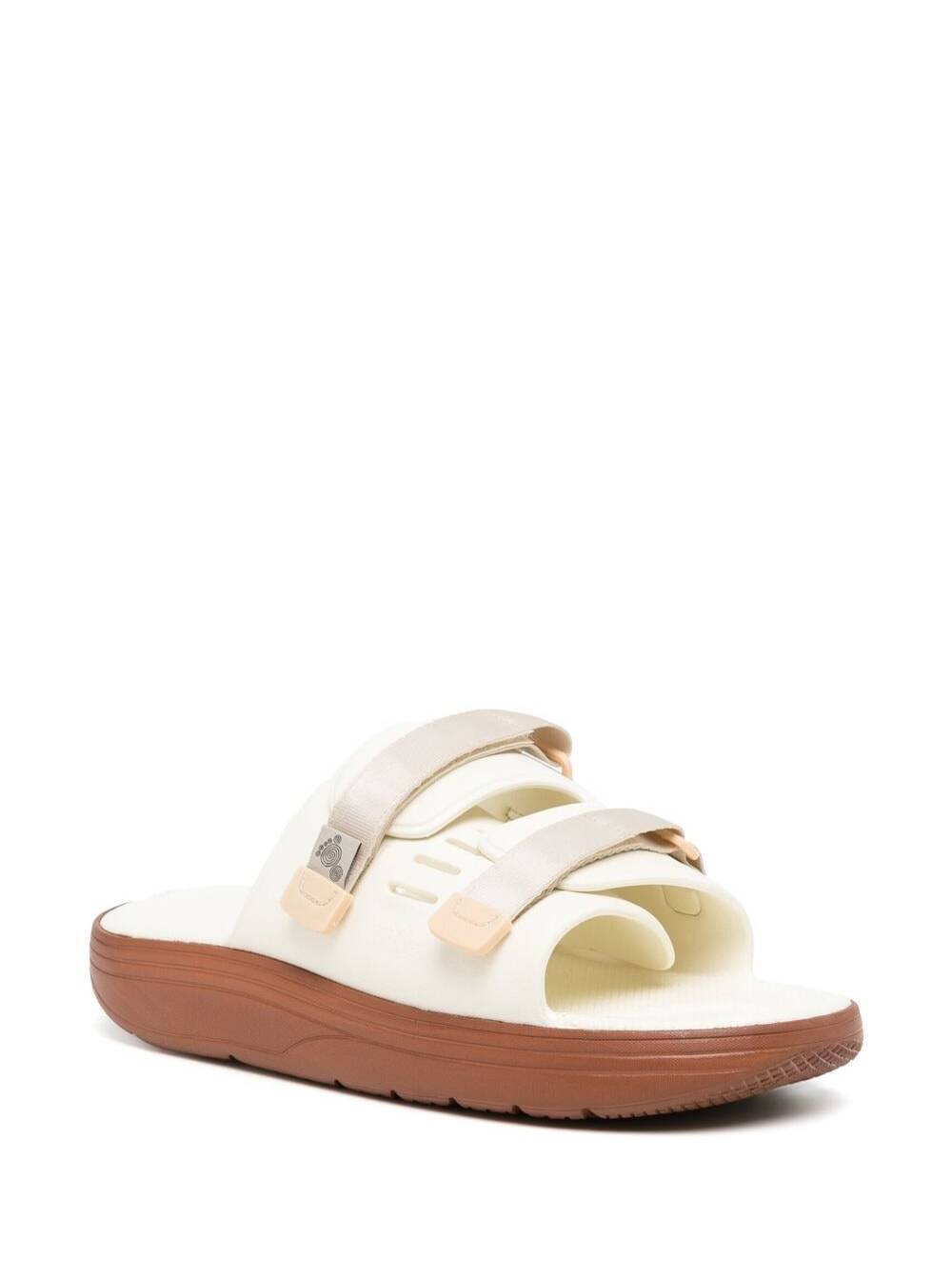 Shop Suicoke Urich White Sandals With Velcro Fastening And Embossed Logo In Rubber Woman