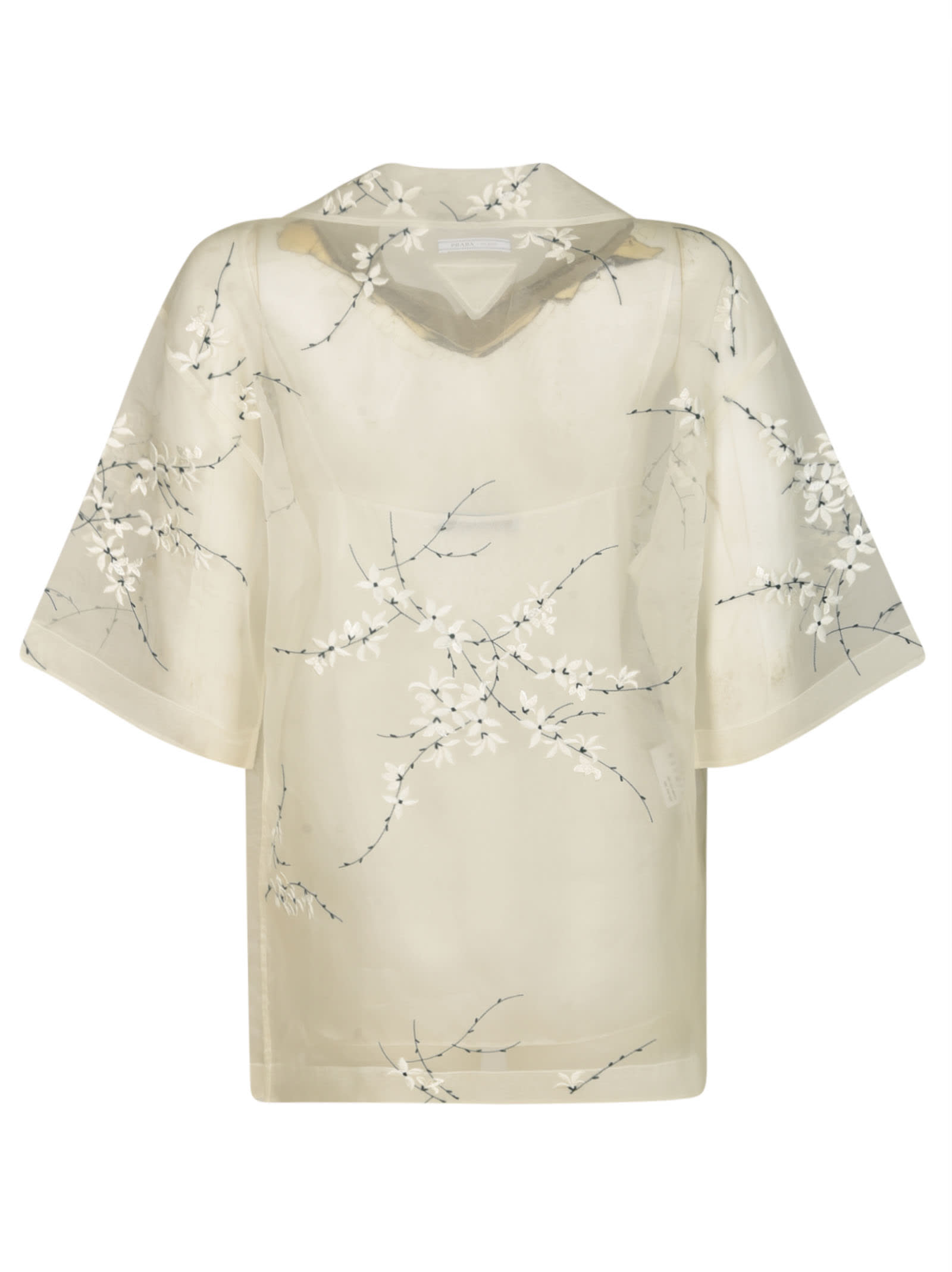 Shop Prada Printed Oversized Blouse In Bianco