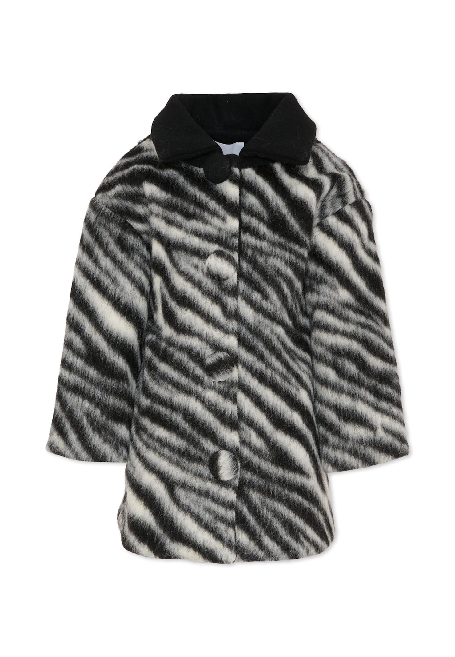 Marc Jacobs Kids' Black Faux Fur Coat For Girl With Logo