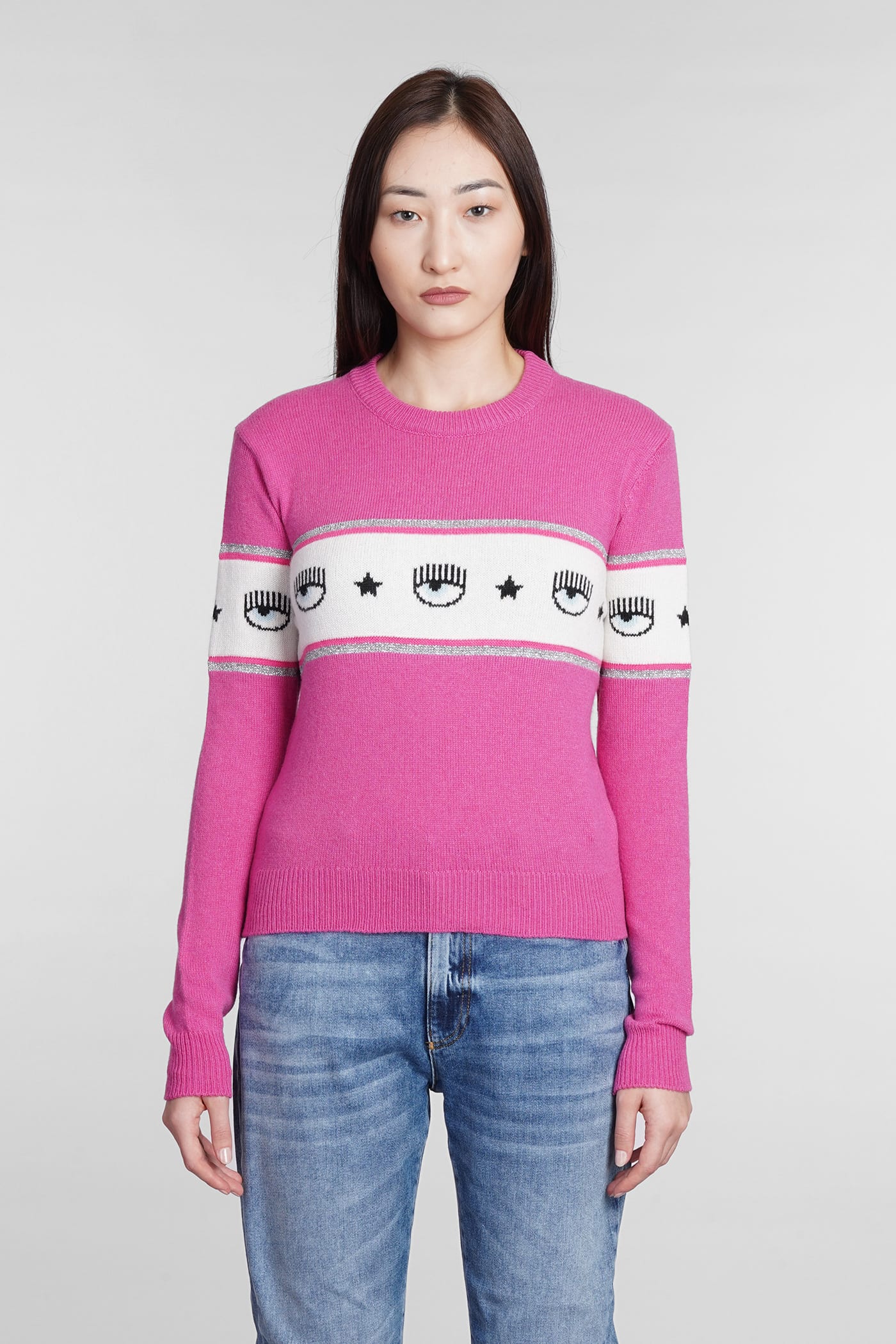 Chiara Ferragni Knitwear In Rose-pink Cotton