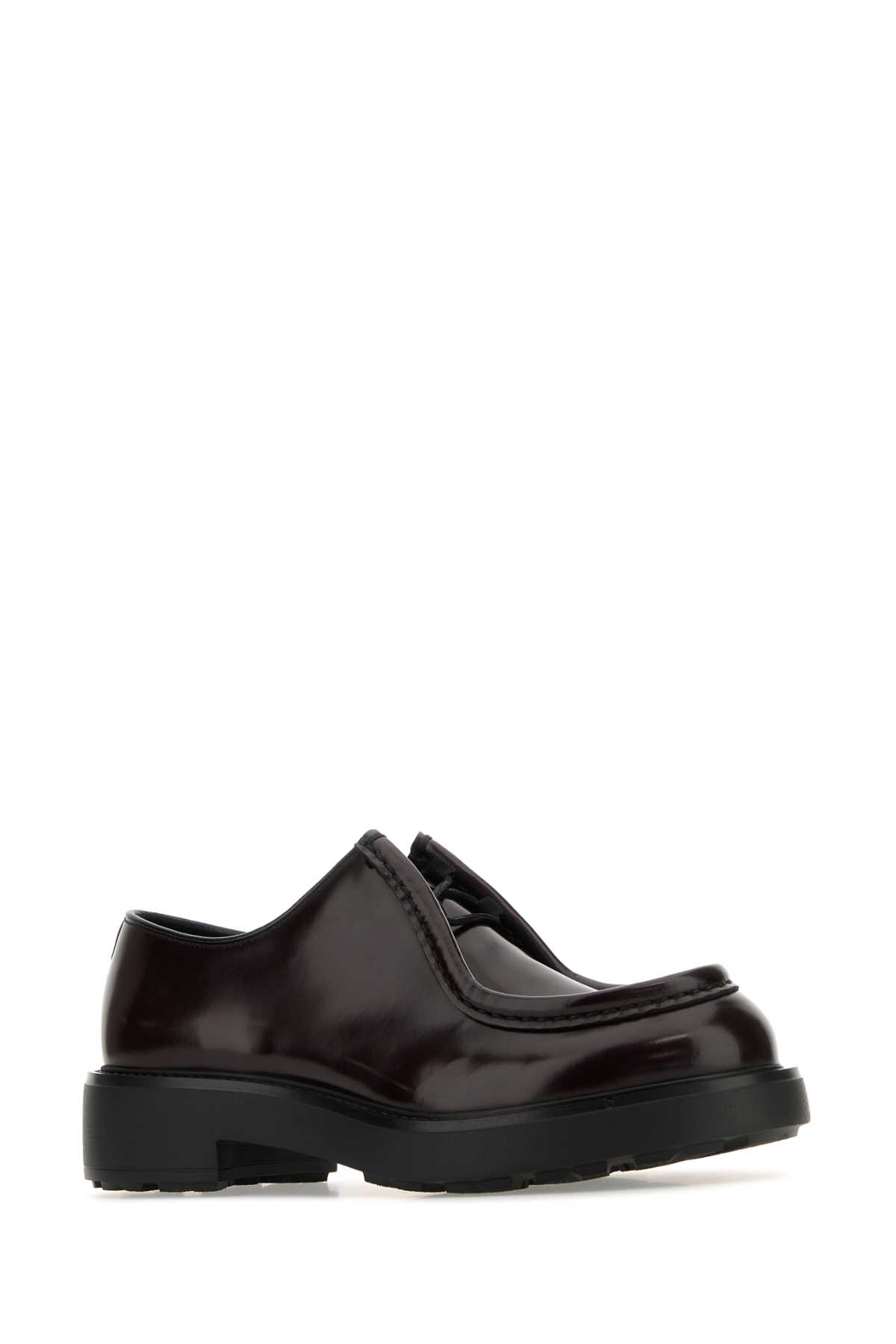 Prada Grape Leather Diapason Lace-up Shoes In Cordovan
