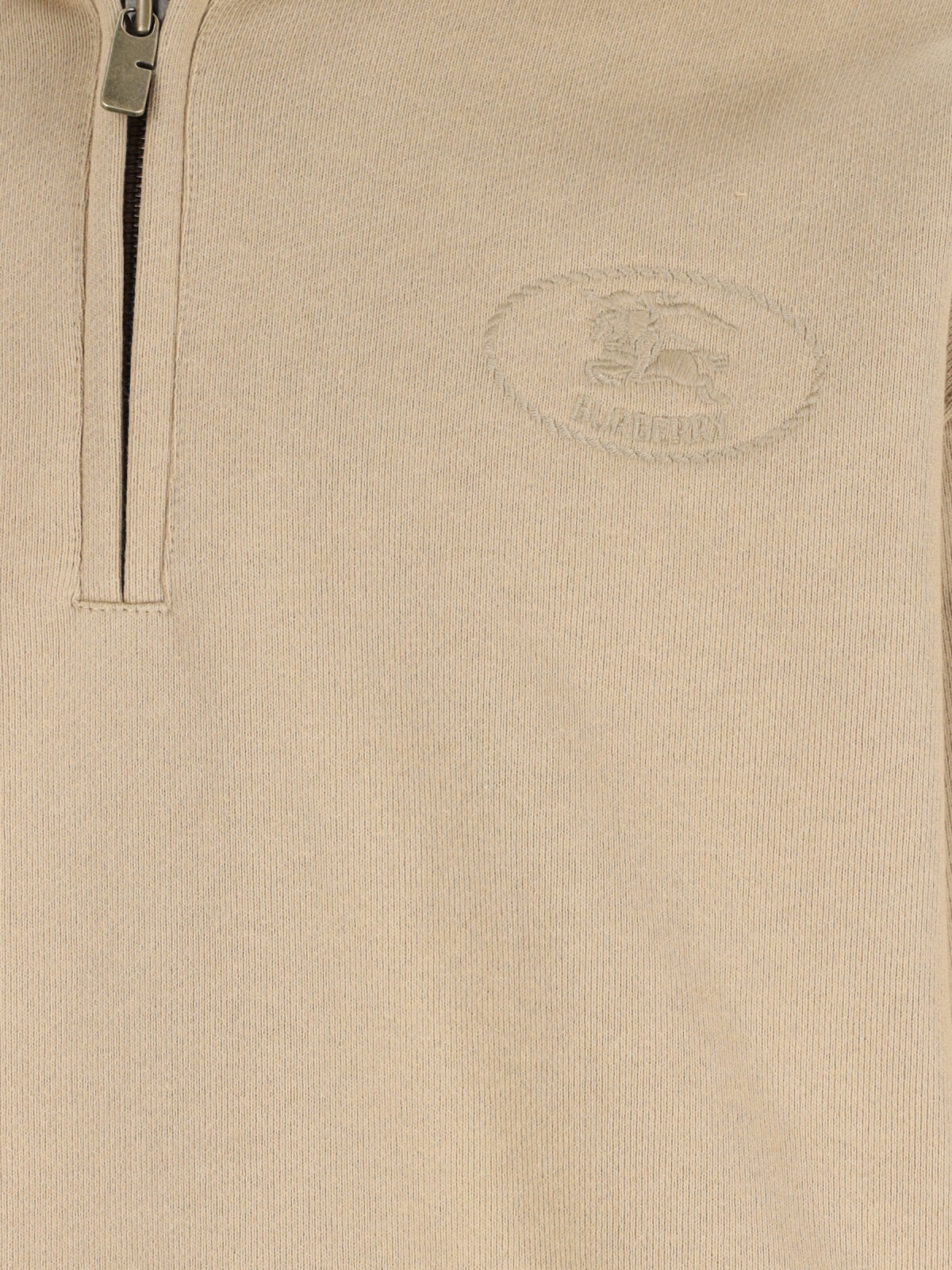 Burberry Beige Stripe Collar Half-zip Sweatshirt In Sand
