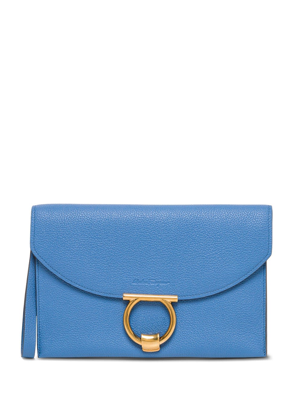 Salvatore Ferragamo Margot Handbag In Light Blue Leather