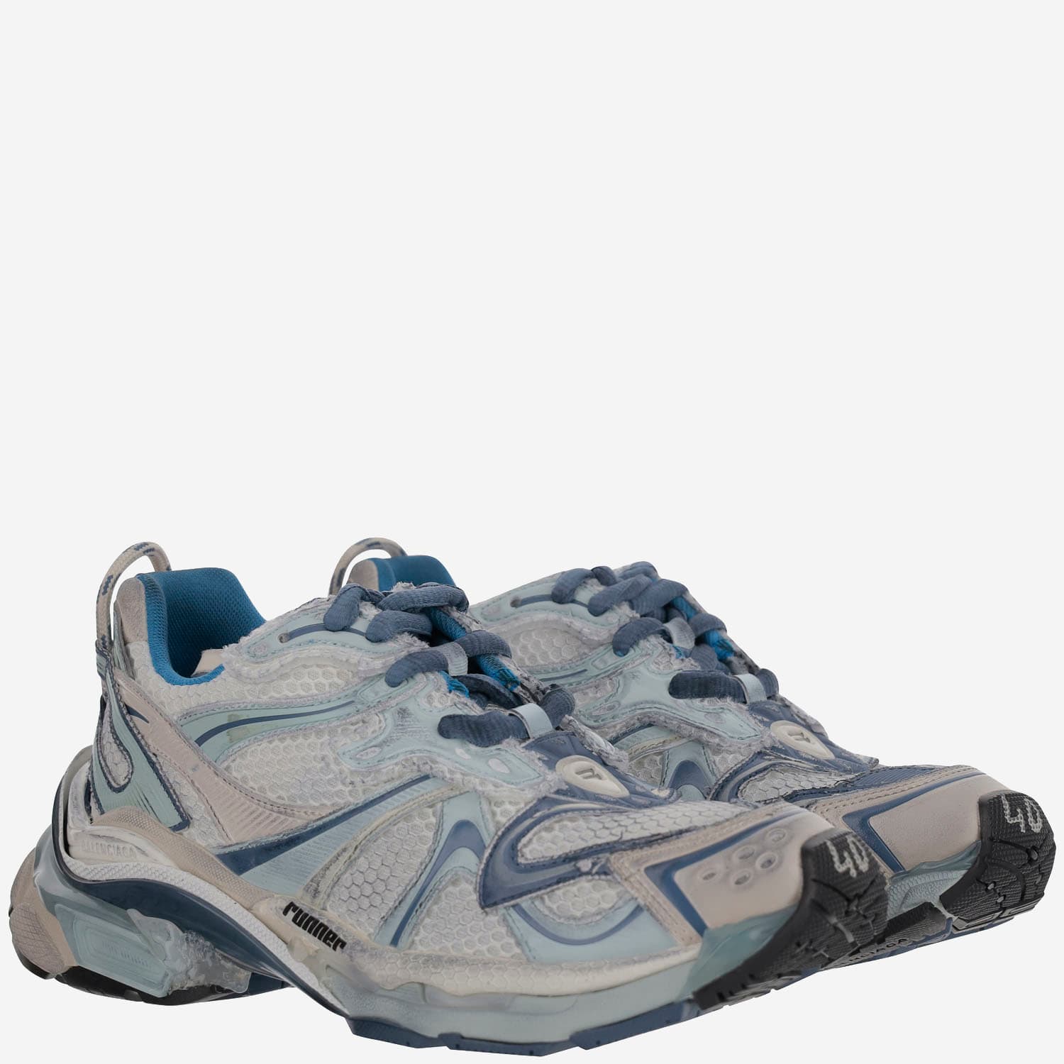 Balenciaga Men Runner 2 Sneakers In White/silver/grey