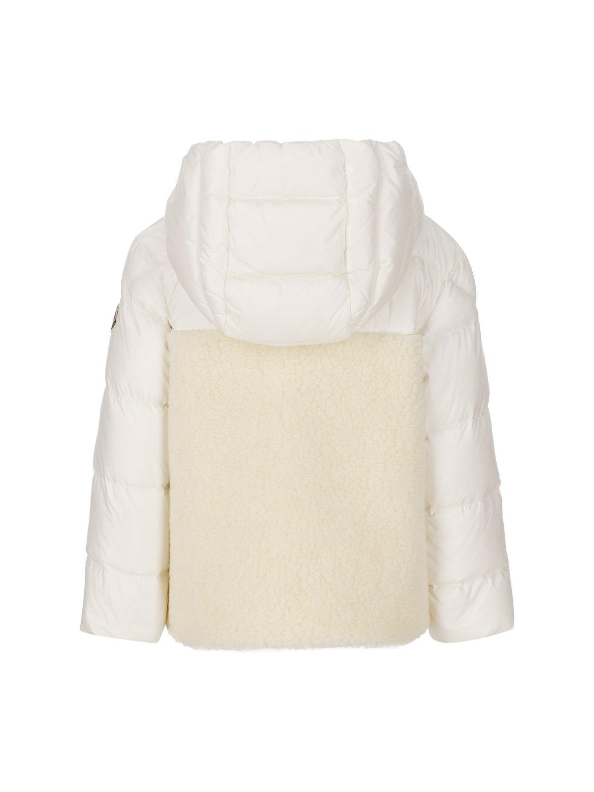 Shop Moncler Zip-up Hooded Padded Jacket In Ivory