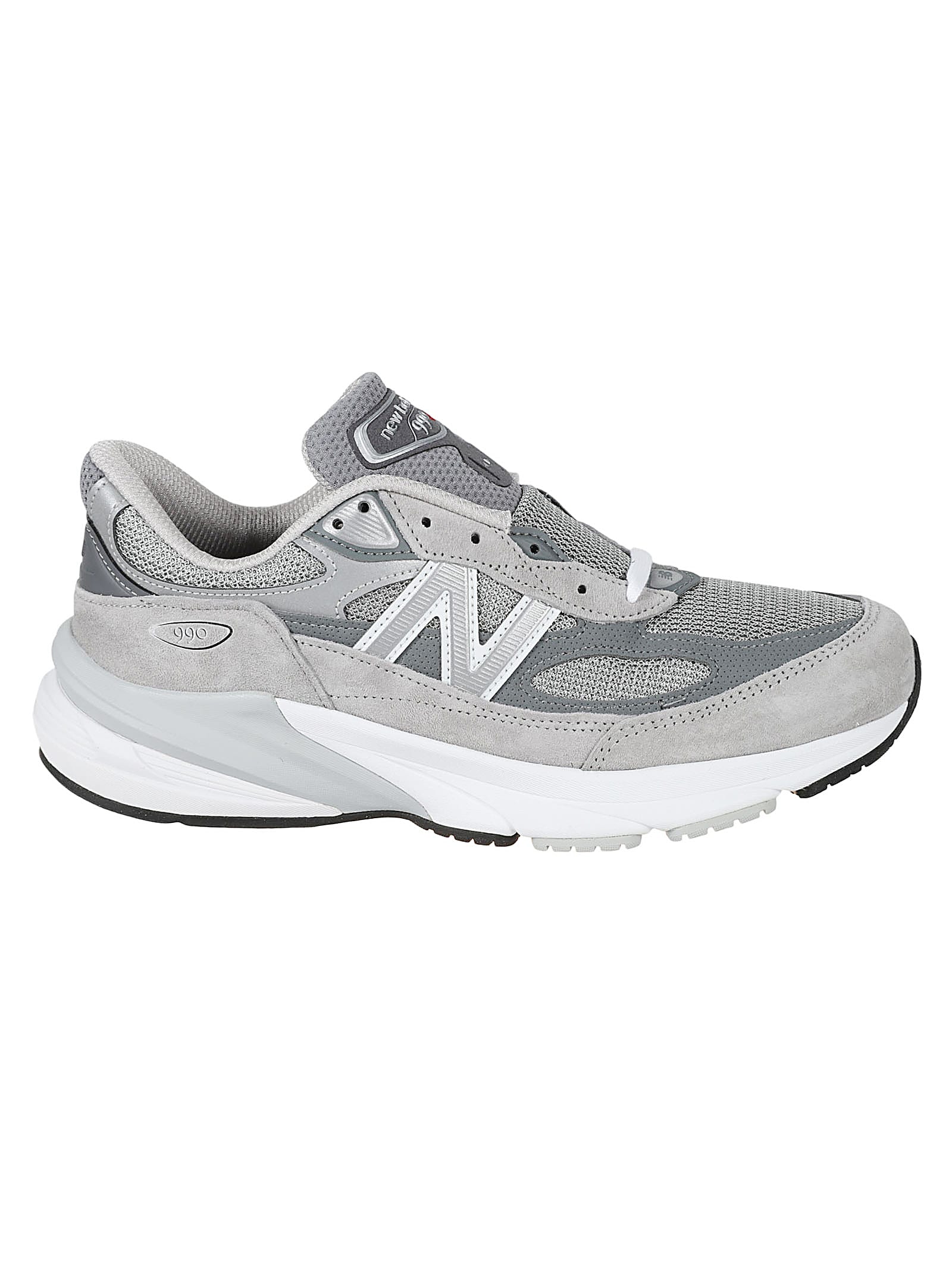 New Balance Grey Low Top Sneakers With Logo Detail In Suede And Tech Fabric Man In Cool Grey