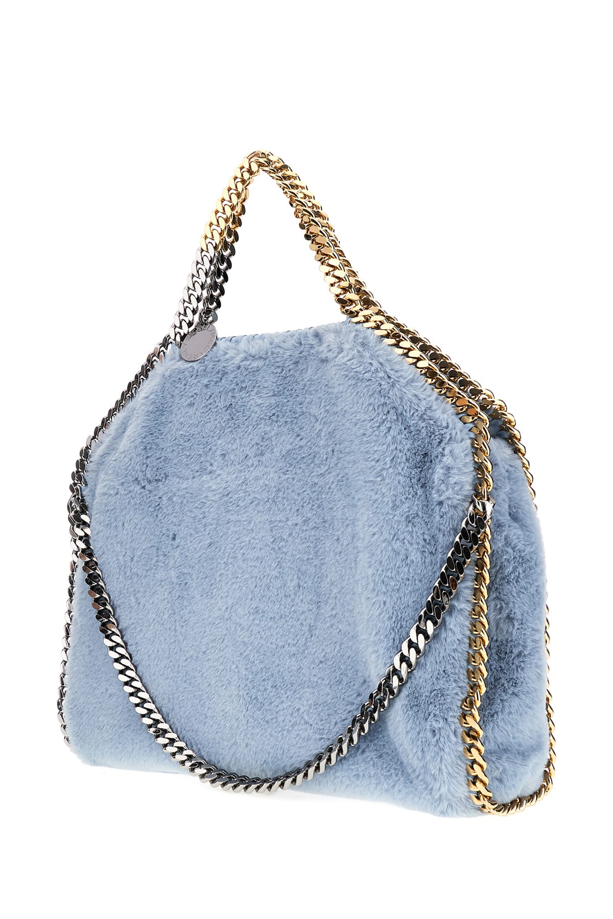 Shop Stella Mccartney Powder Blue Synthetic Fur Falabella Handbag In 4850