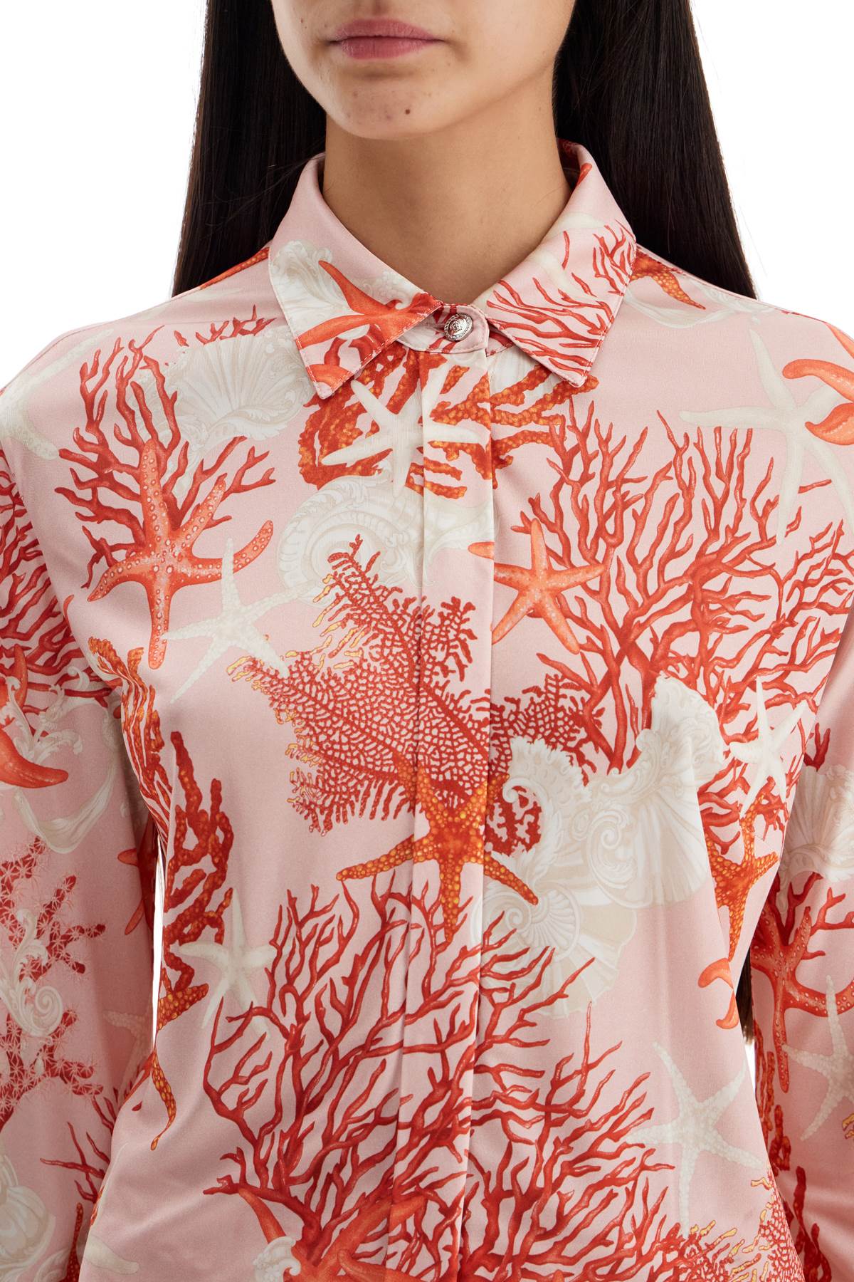 Shop Versace Baroque Sea Jersey Shirt In Rosa