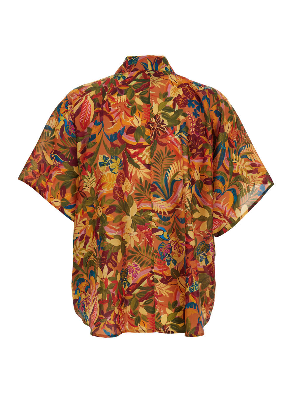 Shop Momoní Multicolor Shirt With Classic Collar And All-over Print In Silk Woman