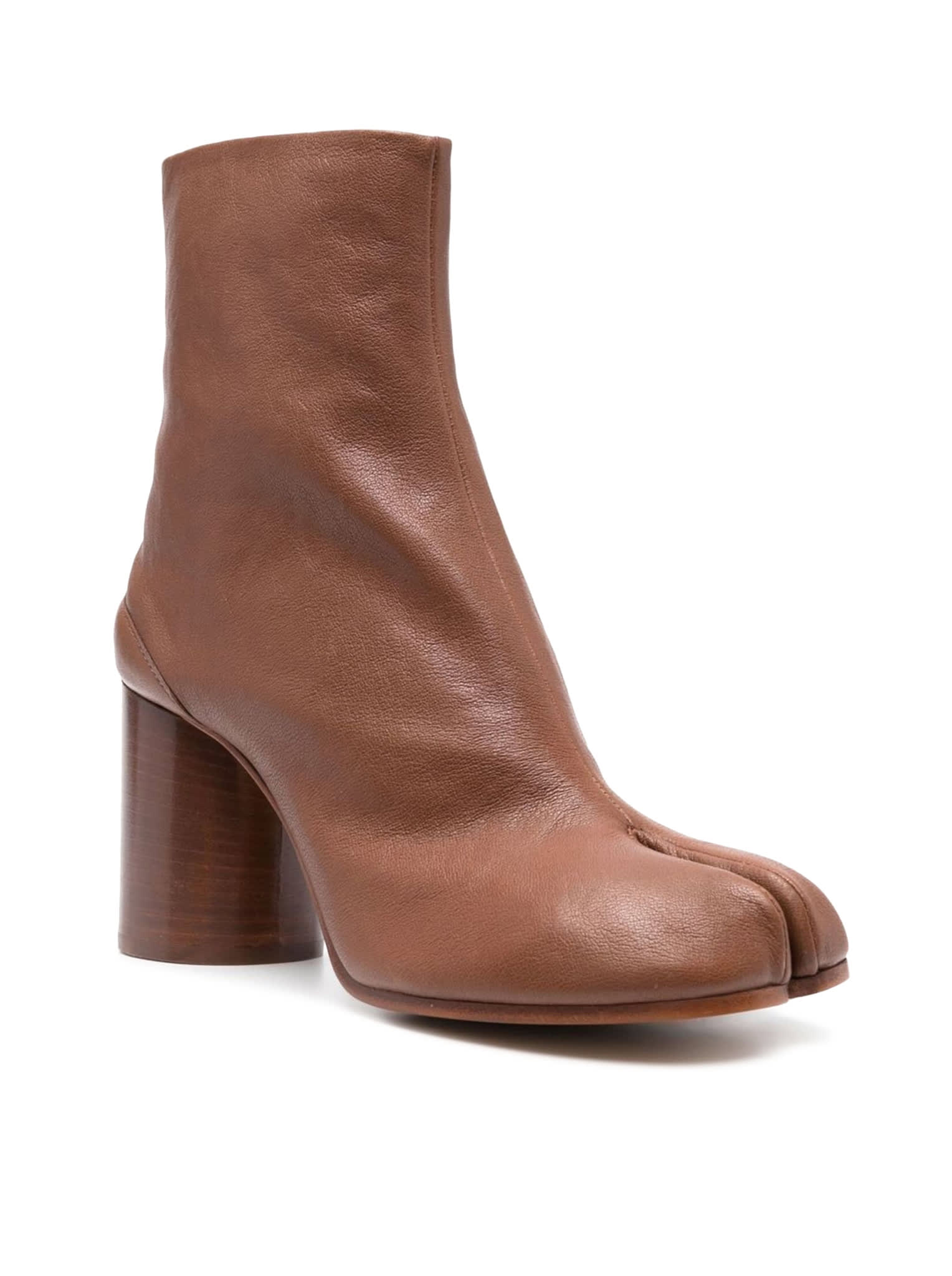 Maison Margiela 'tabi' Brown High Heel Ankle Boots In Brown