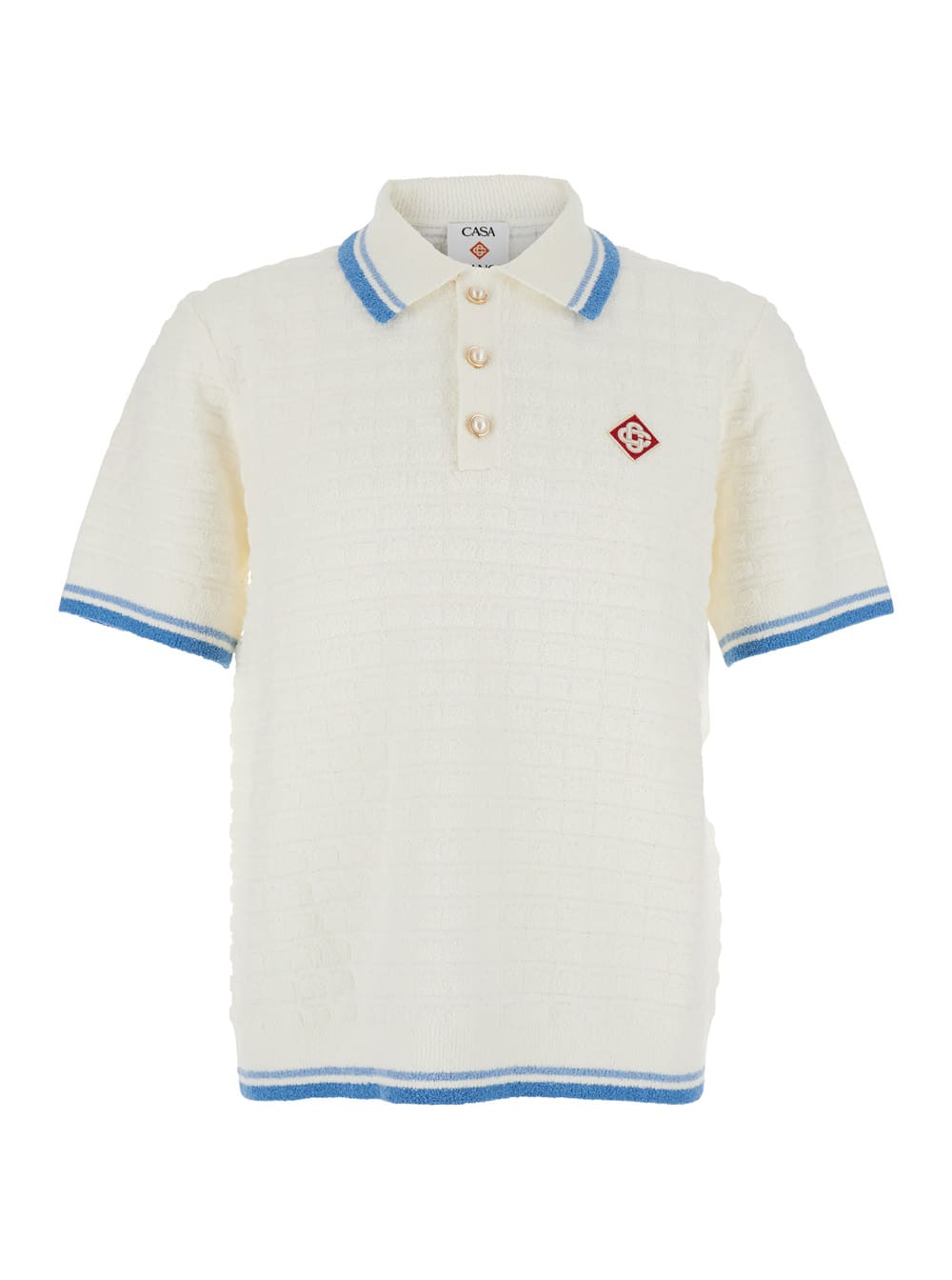 Casablanca White Shirt With Classic Collar And Chest Logo Patch In Cotton Man In White