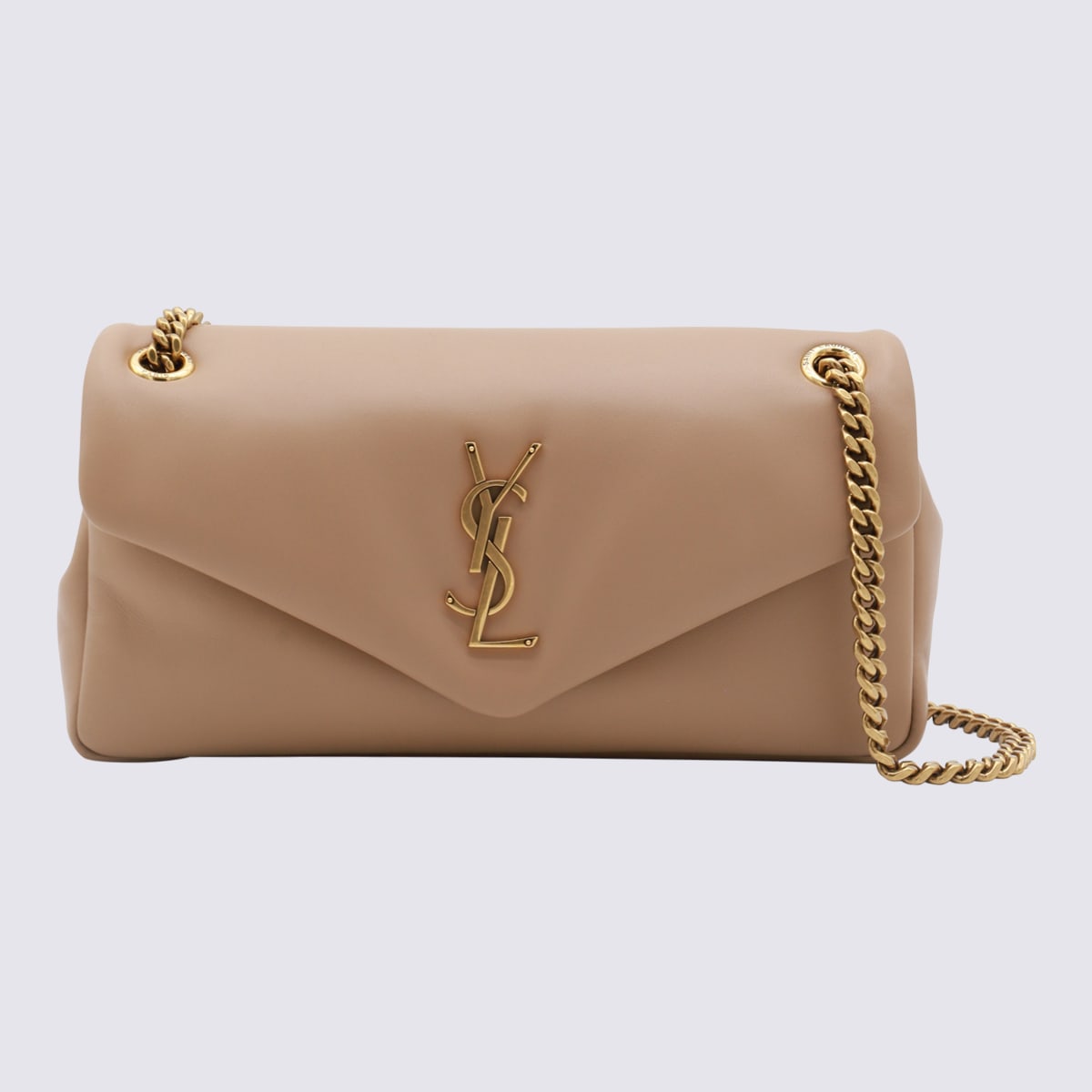 Shop Saint Laurent Beige Leather Shoulder Bag In Toffee