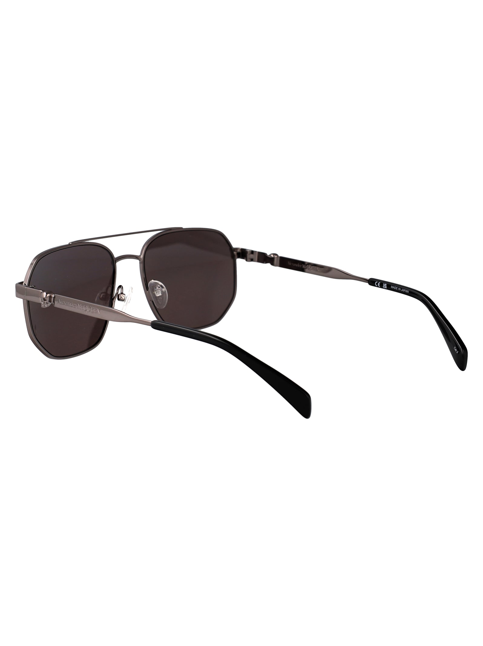 Alexander Mcqueen Am0458s Sunglasses In 001 Ruthenium Ruthenium Grey