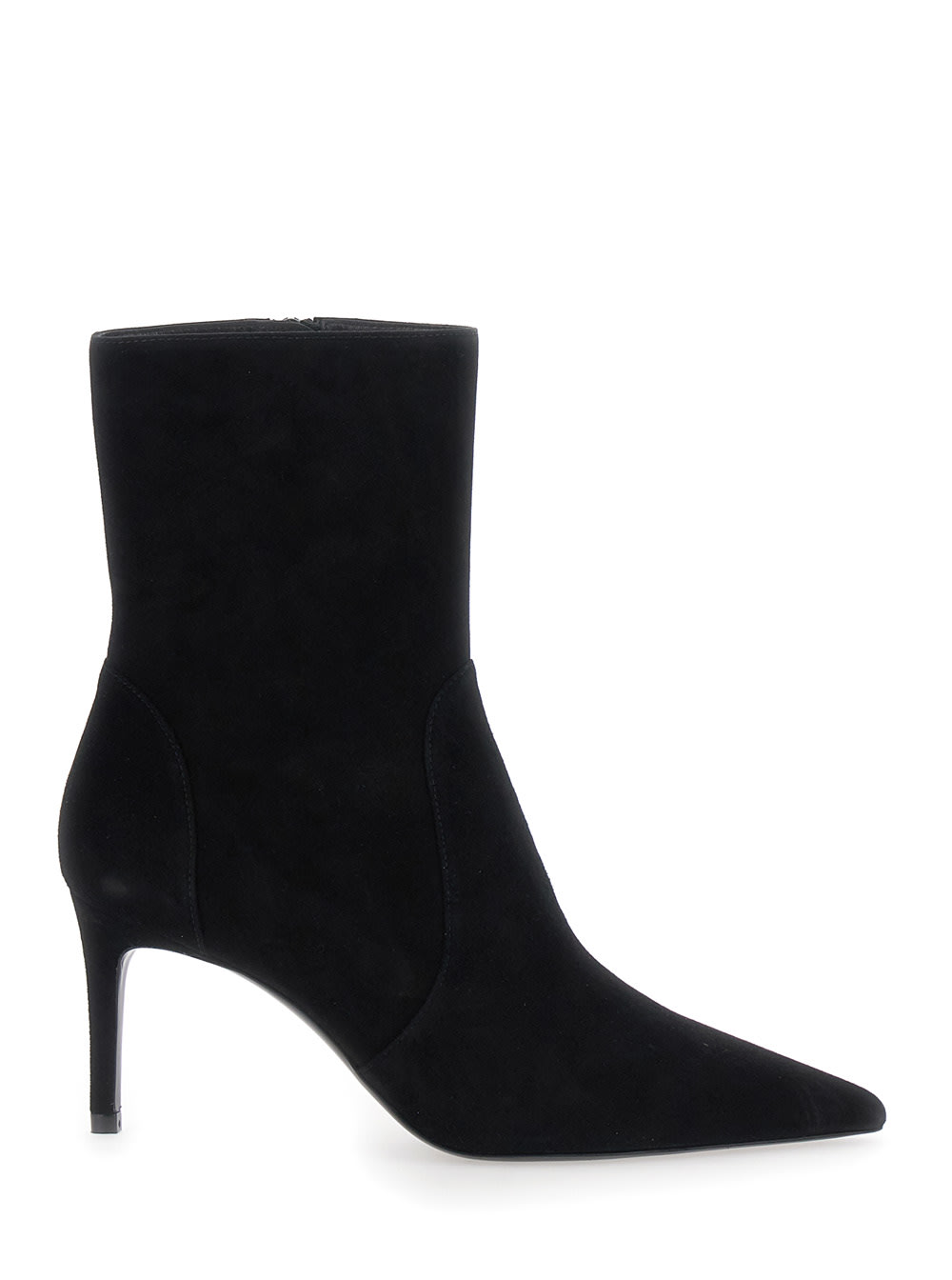 Stuart Weitzman Black Ankle Boots With Stiletto Heel And Zip Closure On The Side In Suede Woman