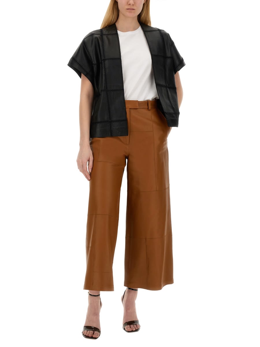 Shop Alysi Patch Pants In Leather Brown