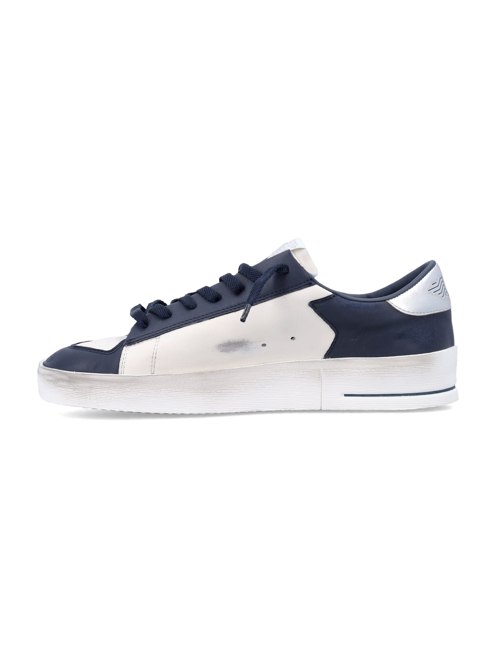 ★Golden ★ Stardan Silvertab Sneakers Optic White Navy Golden Goose Stardan Sneakers In Optic White/navy/silver