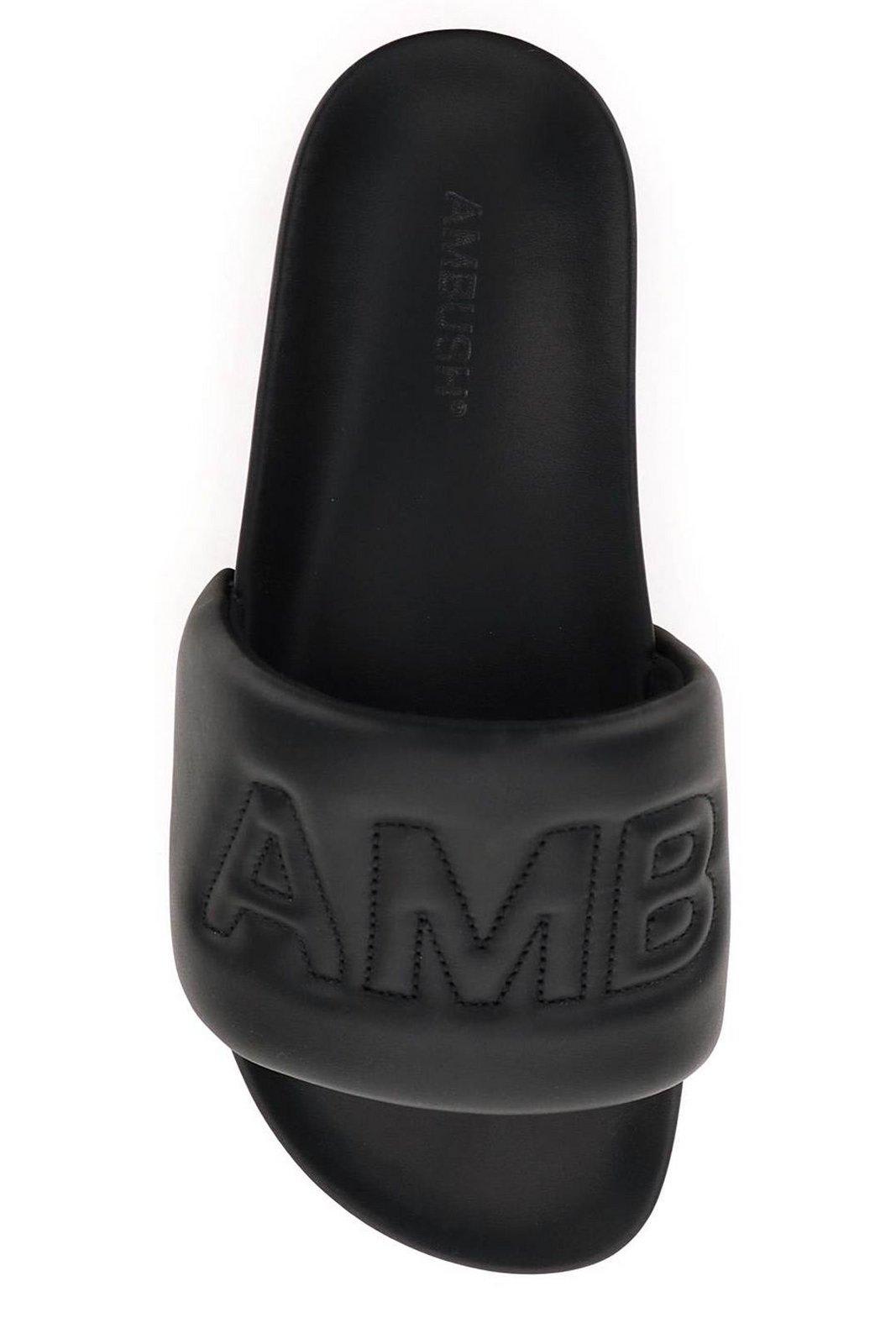 Shop Ambush Quilted Lettering Logo Slides In Nero