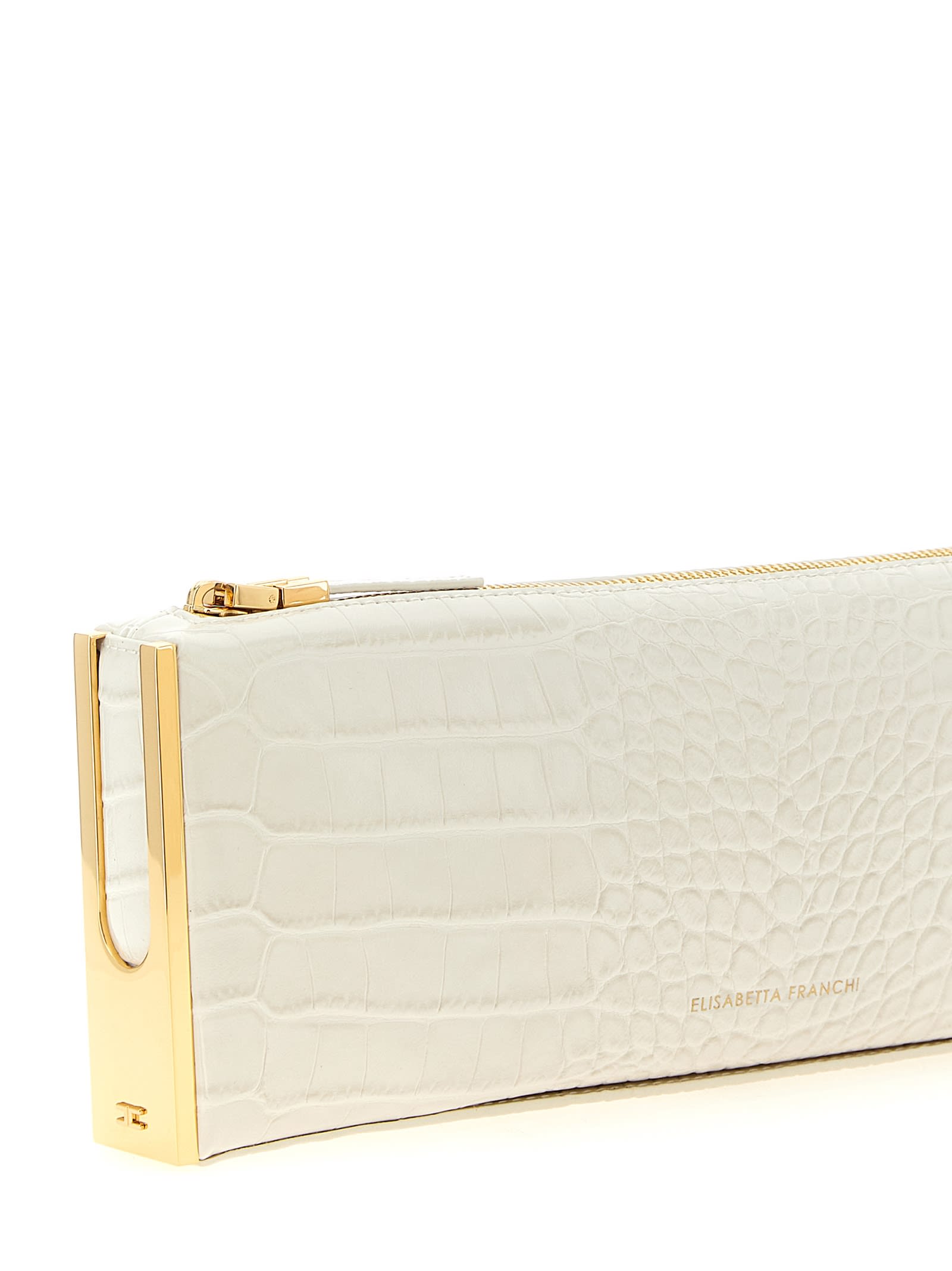 Elisabetta Franchi Baguette Clutch In White