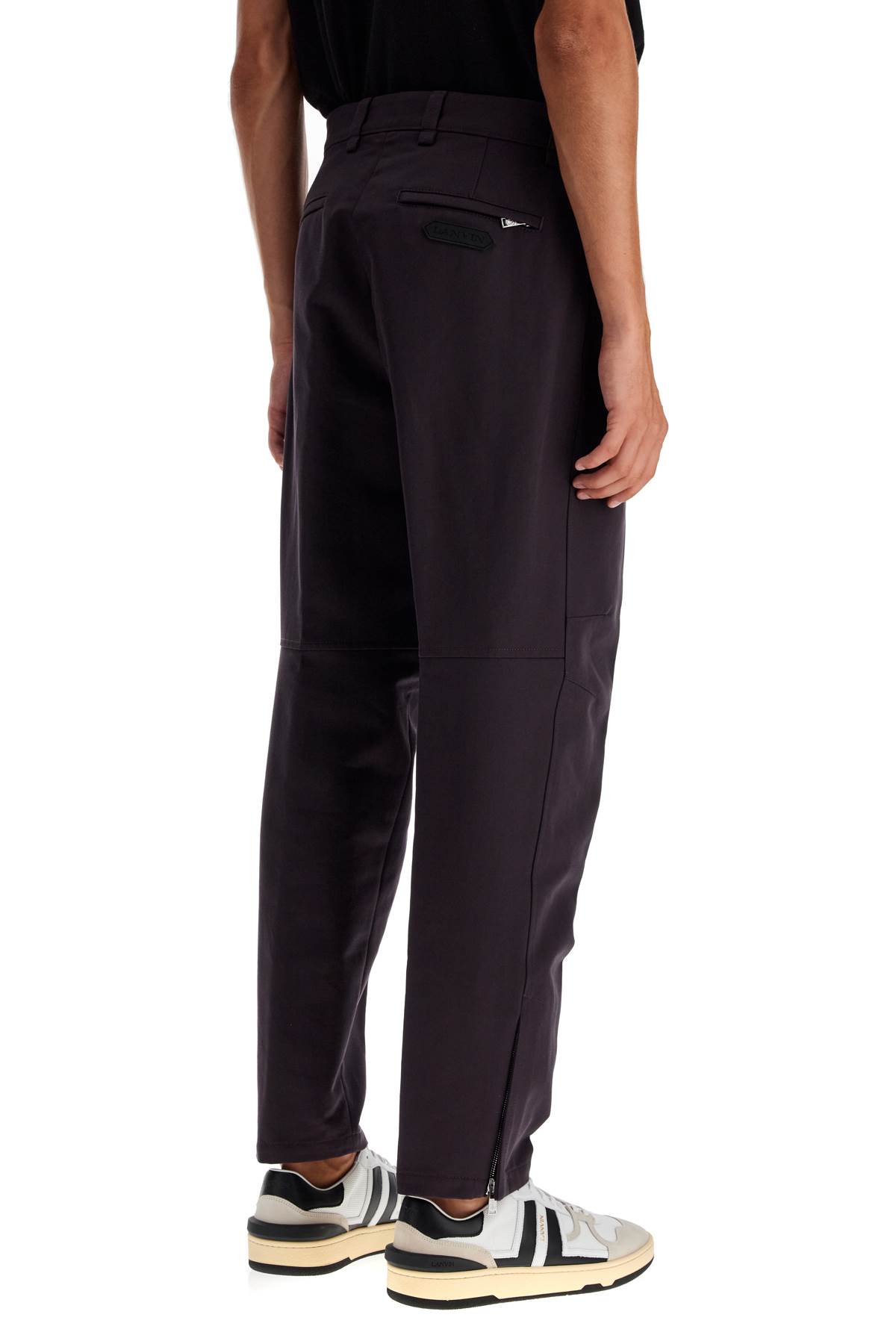 Shop Lanvin Biker Gabardine Trousers In Encre Japonaise (purple)