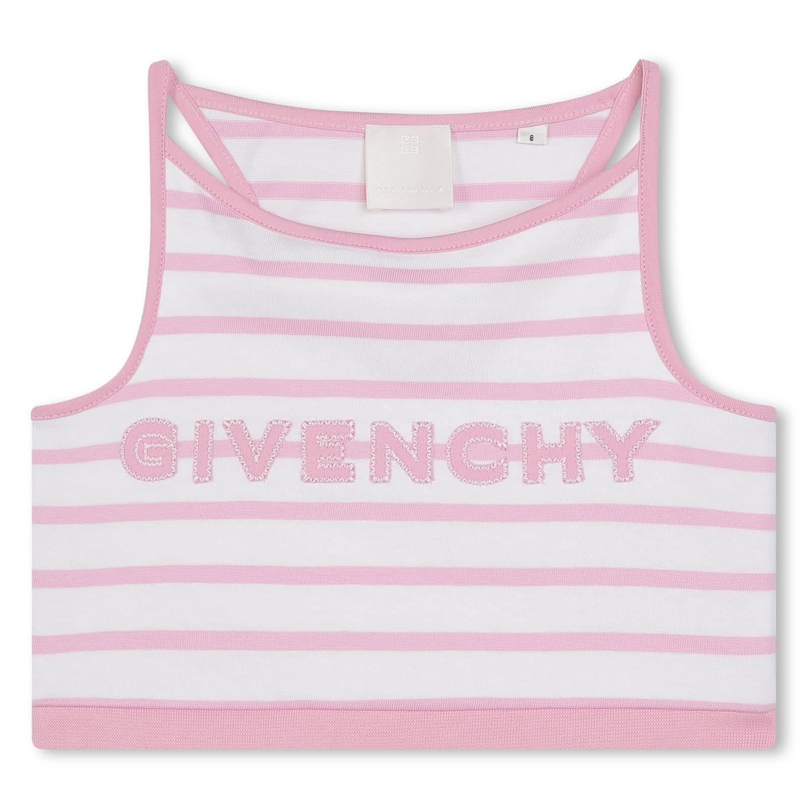 Shop Givenchy Crop Top With Striped Embroidery In Rosa