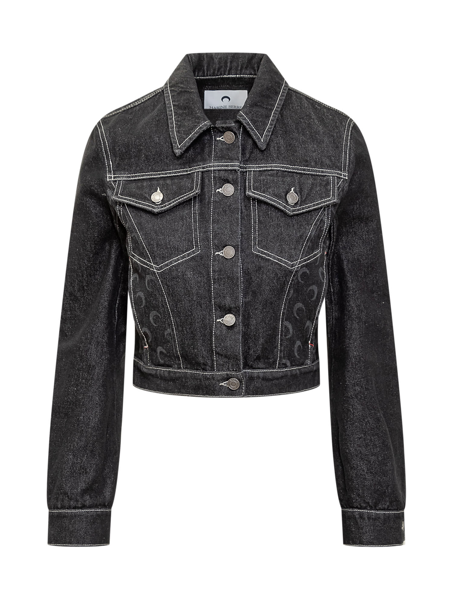 Shop Marine Serre Moon Laser Denim Jacket In Black