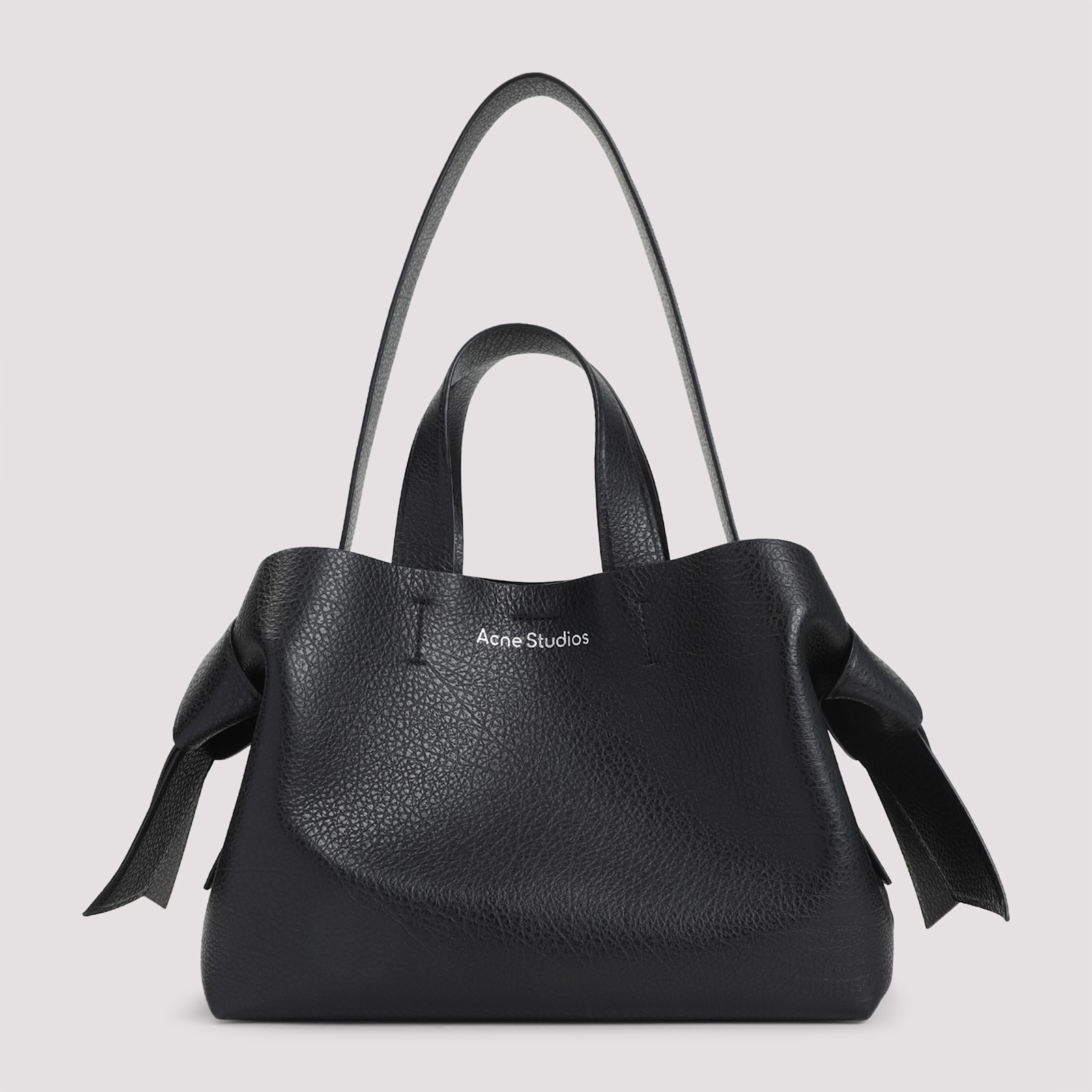 Acne Studios Textured Grained Leather Shoulder Bag In Black