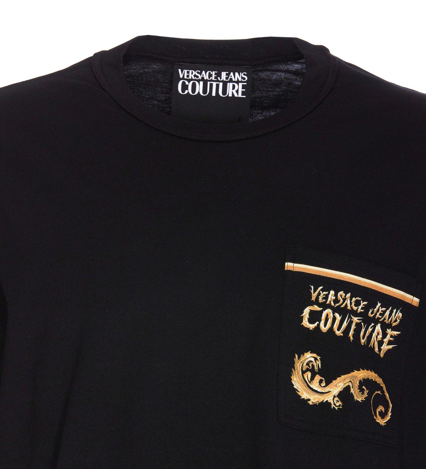 Shop Versace Jeans Couture Chromo Couture Printed Crewneck T-shirt In Black