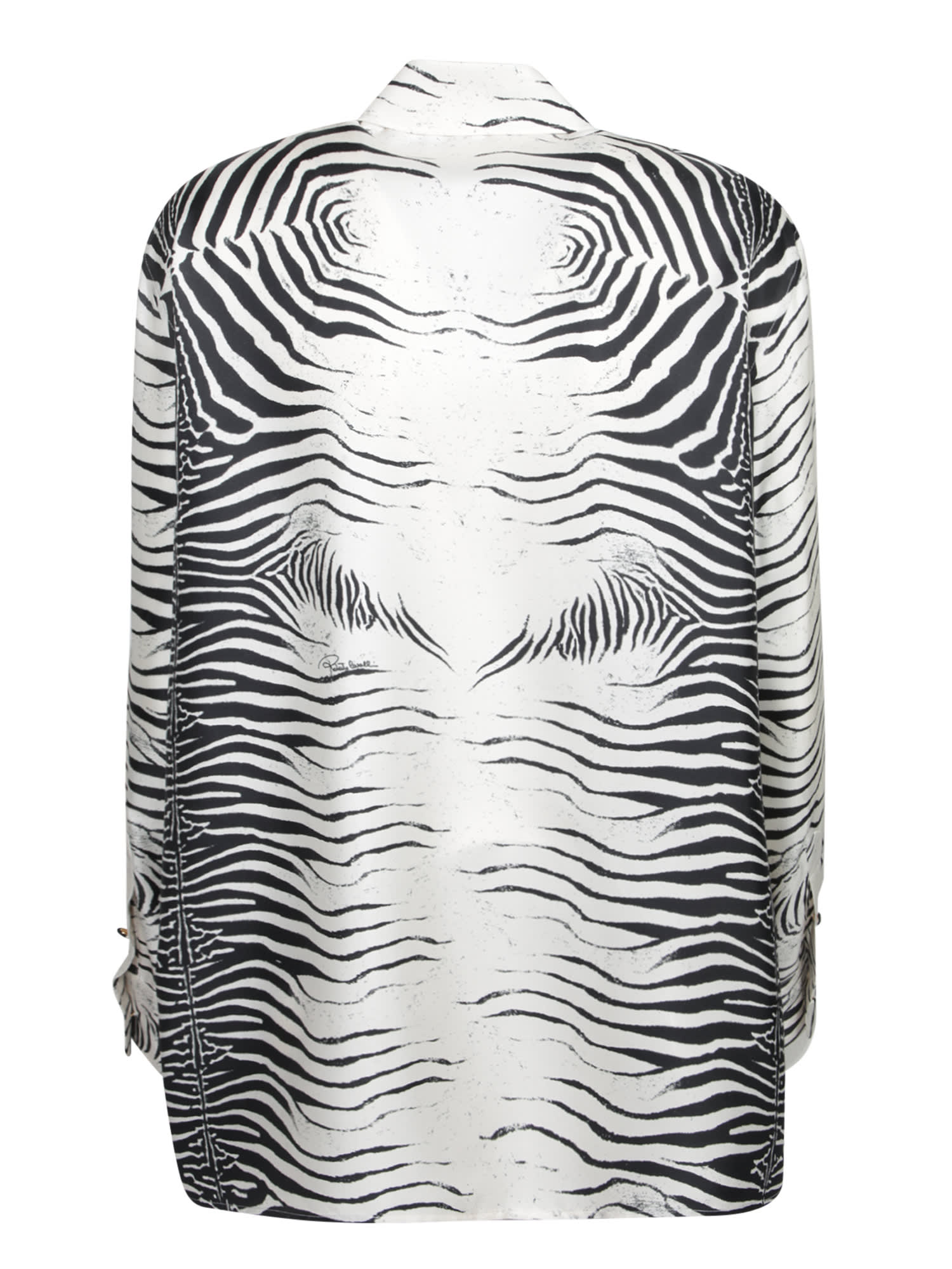 Roberto Cavalli Zebra Black And White Silk Shirt In Black