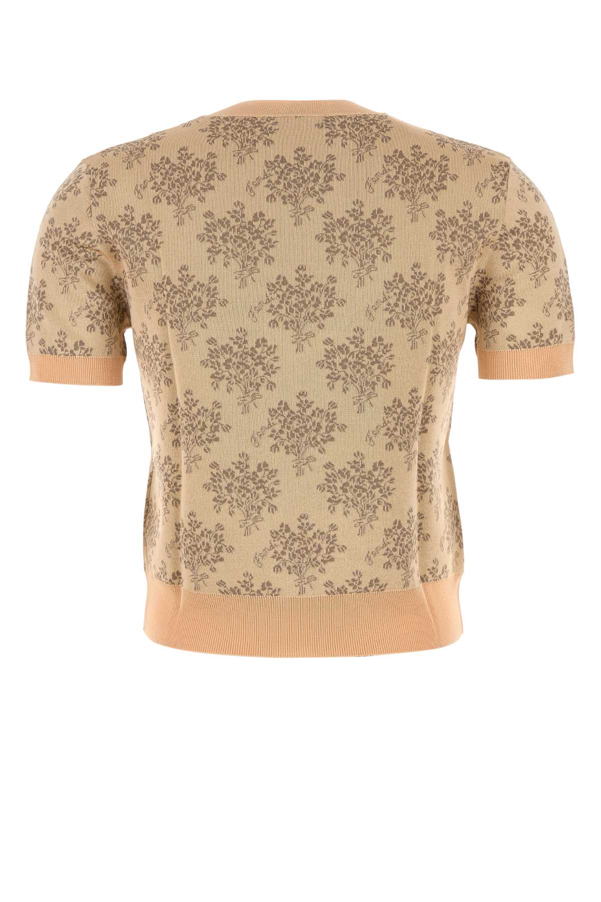 Fendi Embroidered Floral Pattern Viscose Sweater In Brown