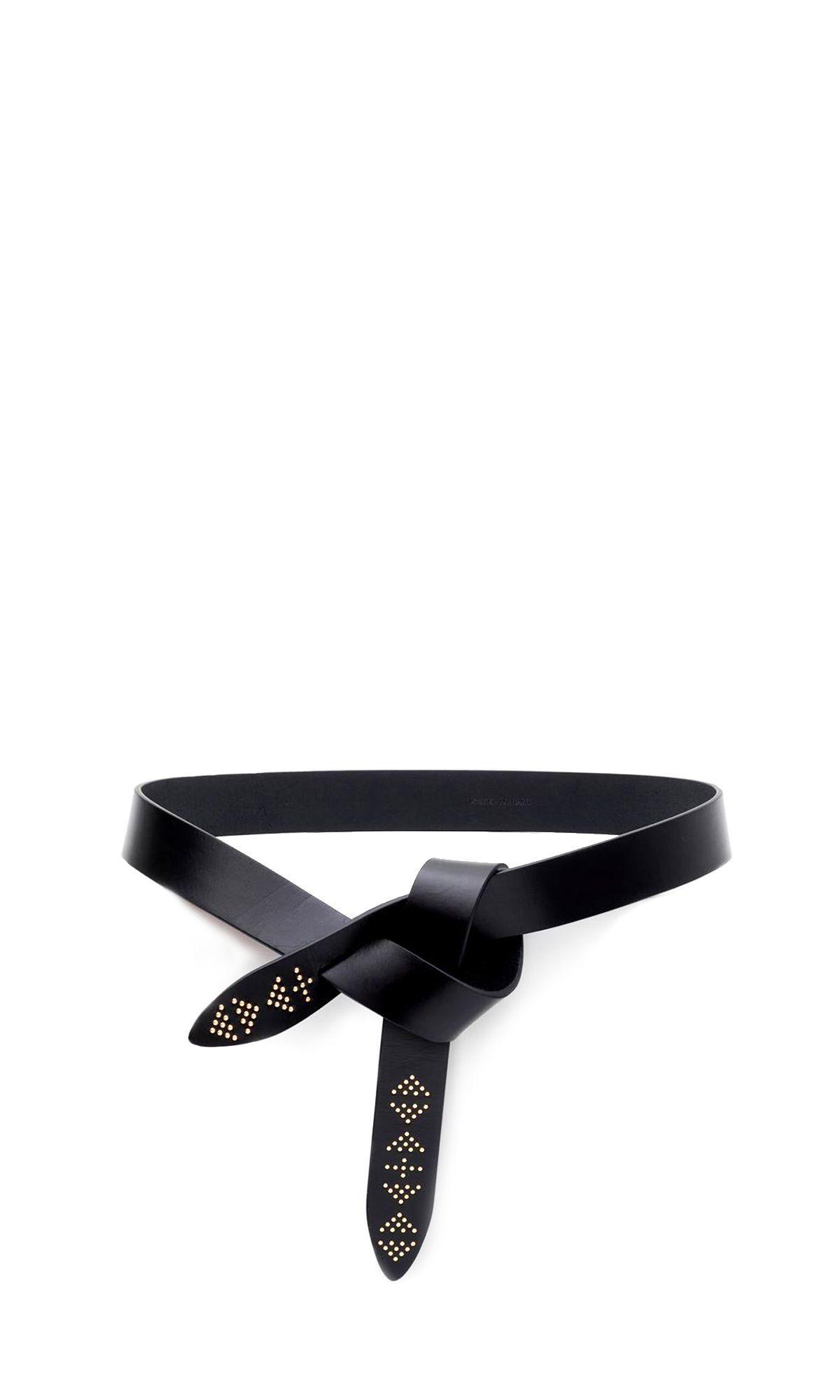 Isabel Marant Black Lecce Knotted Leather Belt In Nero