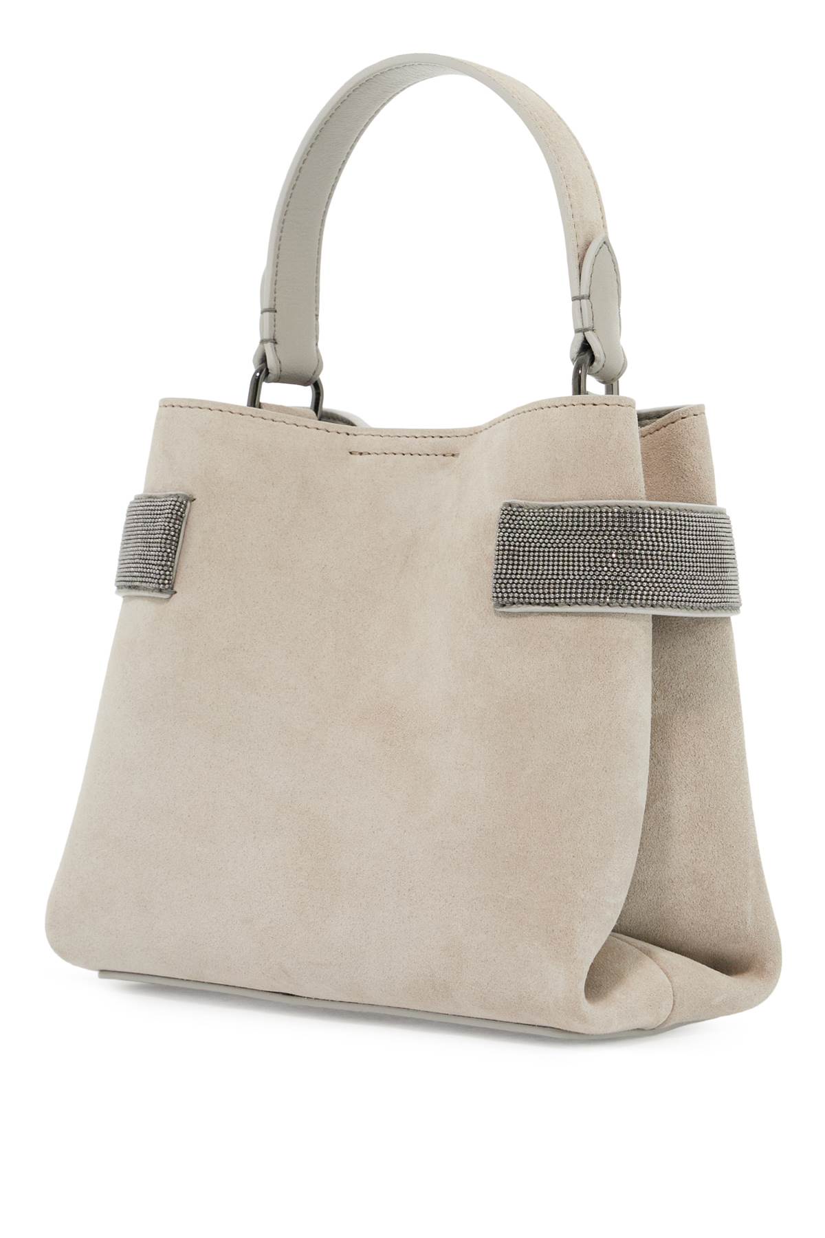 Shop Brunello Cucinelli Handbag With Precious Bands In Quarzo (grey)