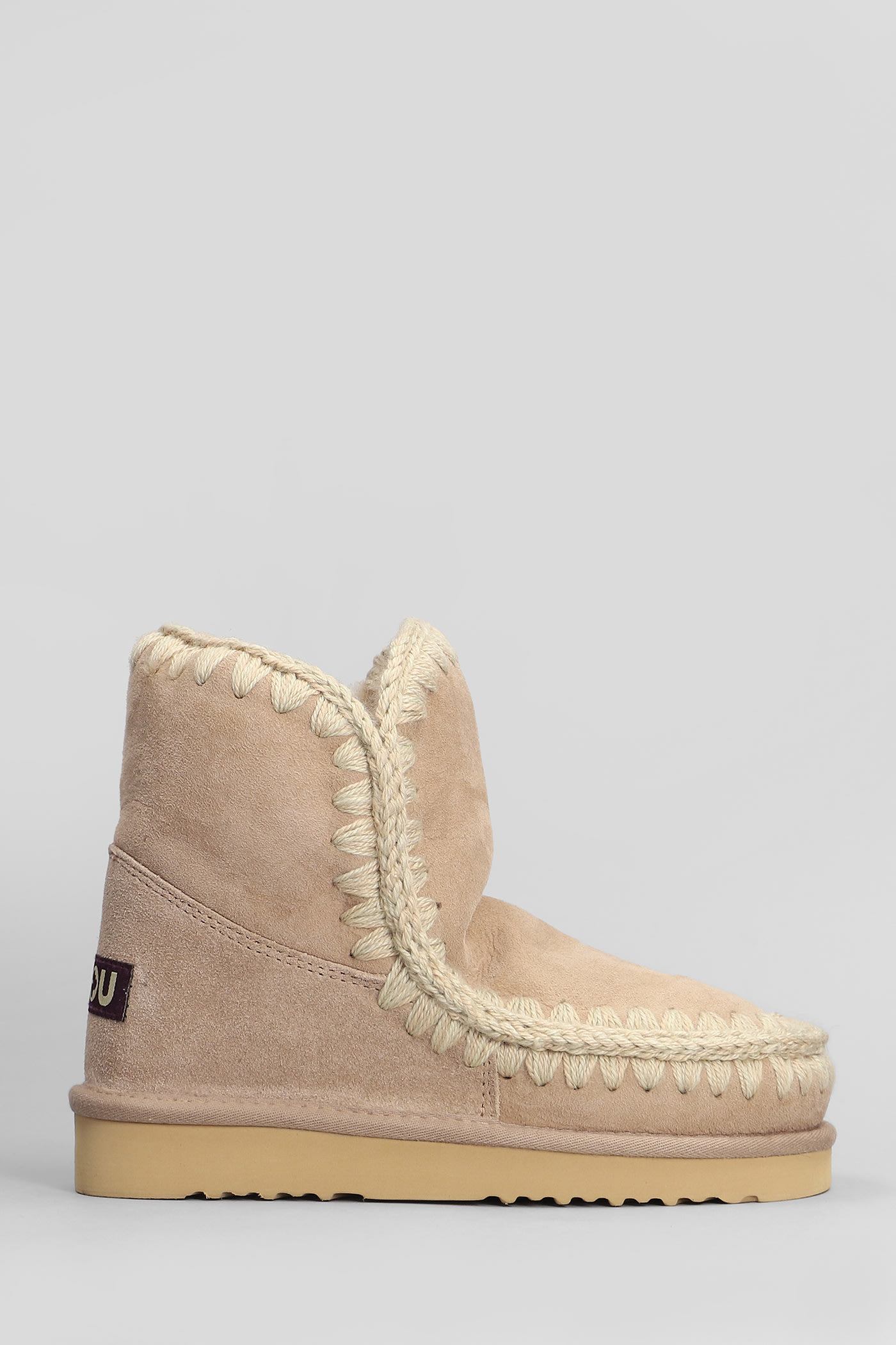 MOU ESKIMO 18 LOW HEELS ANKLE BOOTS IN CAMEL SUEDE 