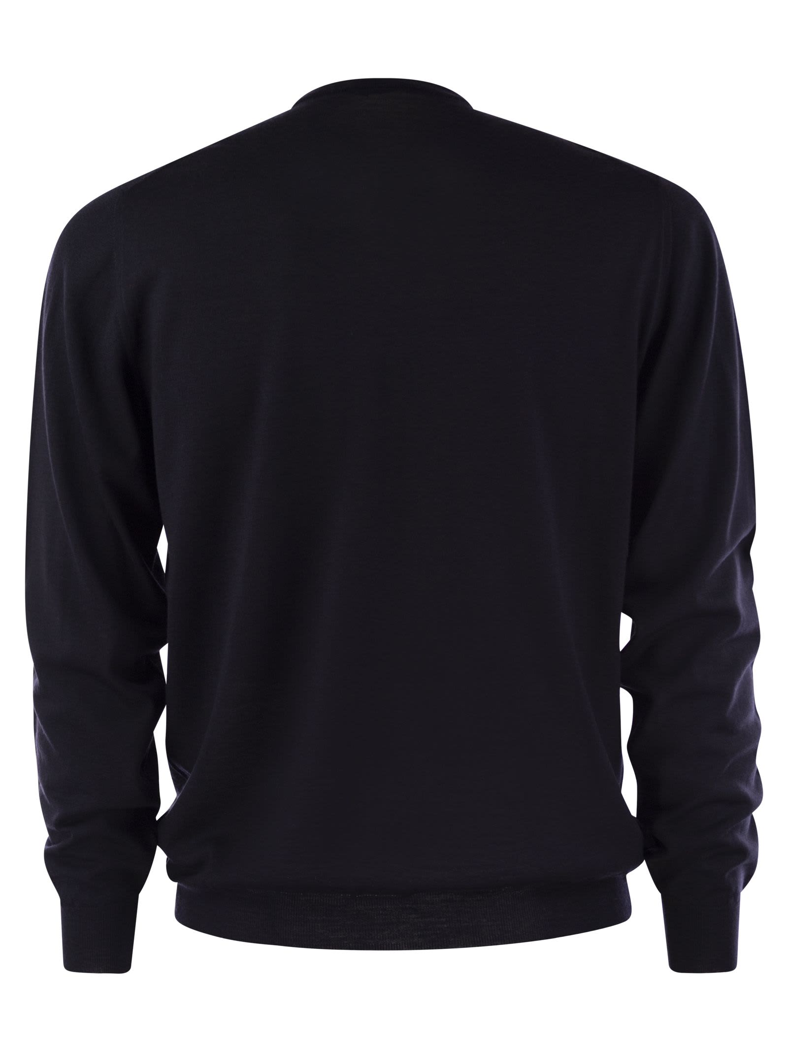 Shop Fedeli Crew-neck Sweater In Virgin Wool In Night Blue