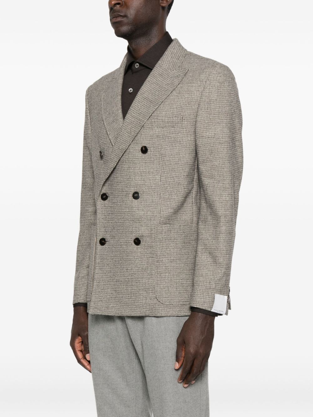 Paolo Pecora Checked Double-breasted Jacket In Gray