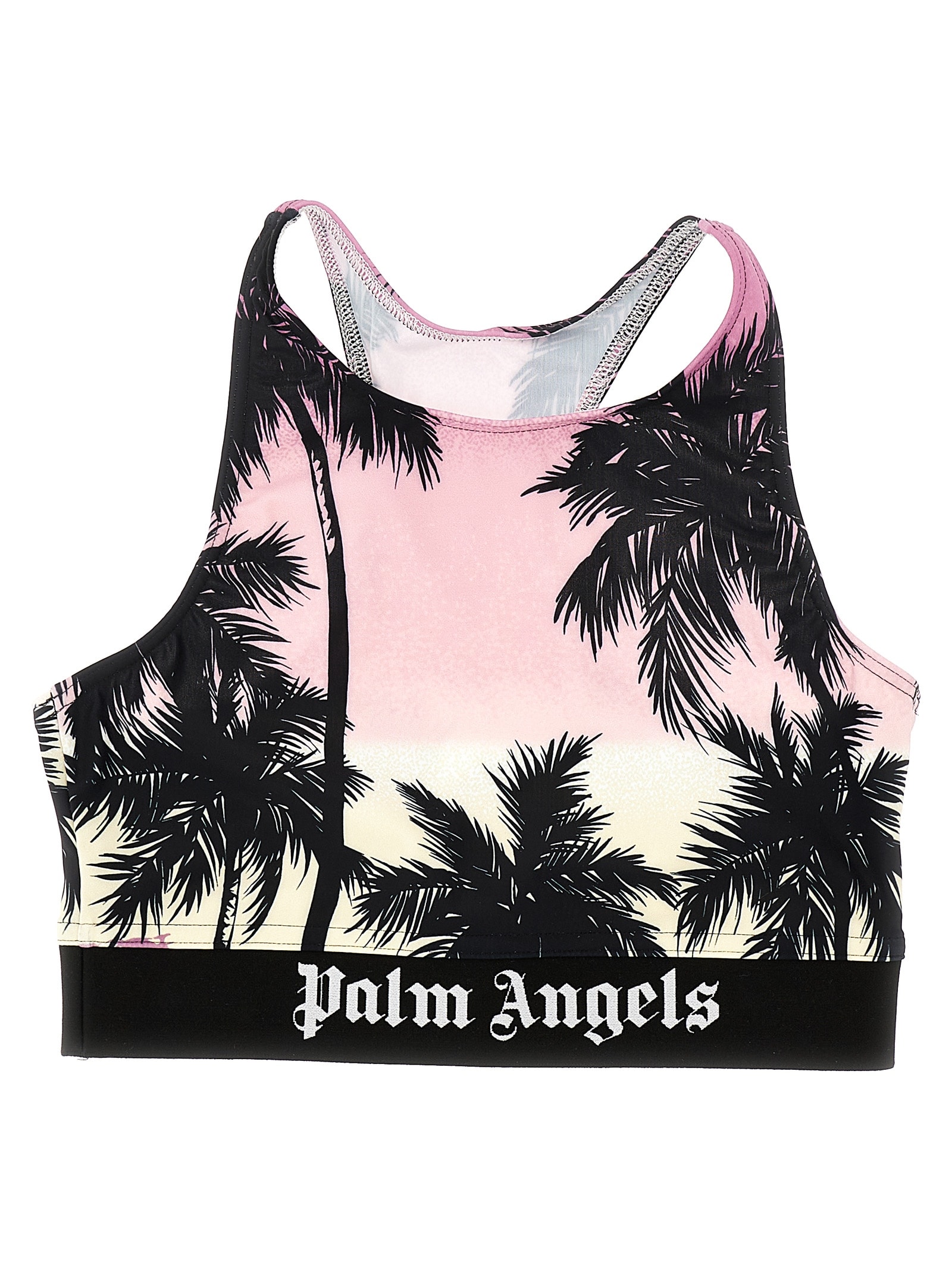 Shop Palm Angels Pink Sunset Logo Sporty Top In Multicolor