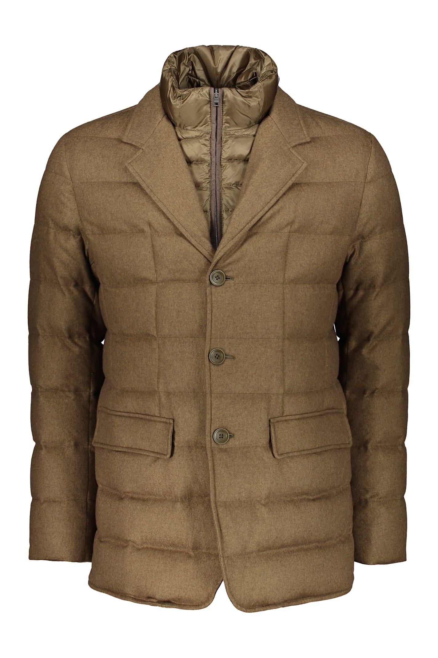 Herno Removable-panel Padded Jacket In Brown
