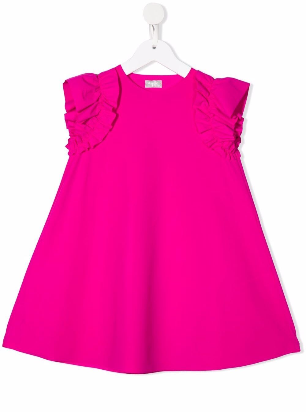 Il Gufo Girls Pink Short-sleeved Dress With Ruffles
