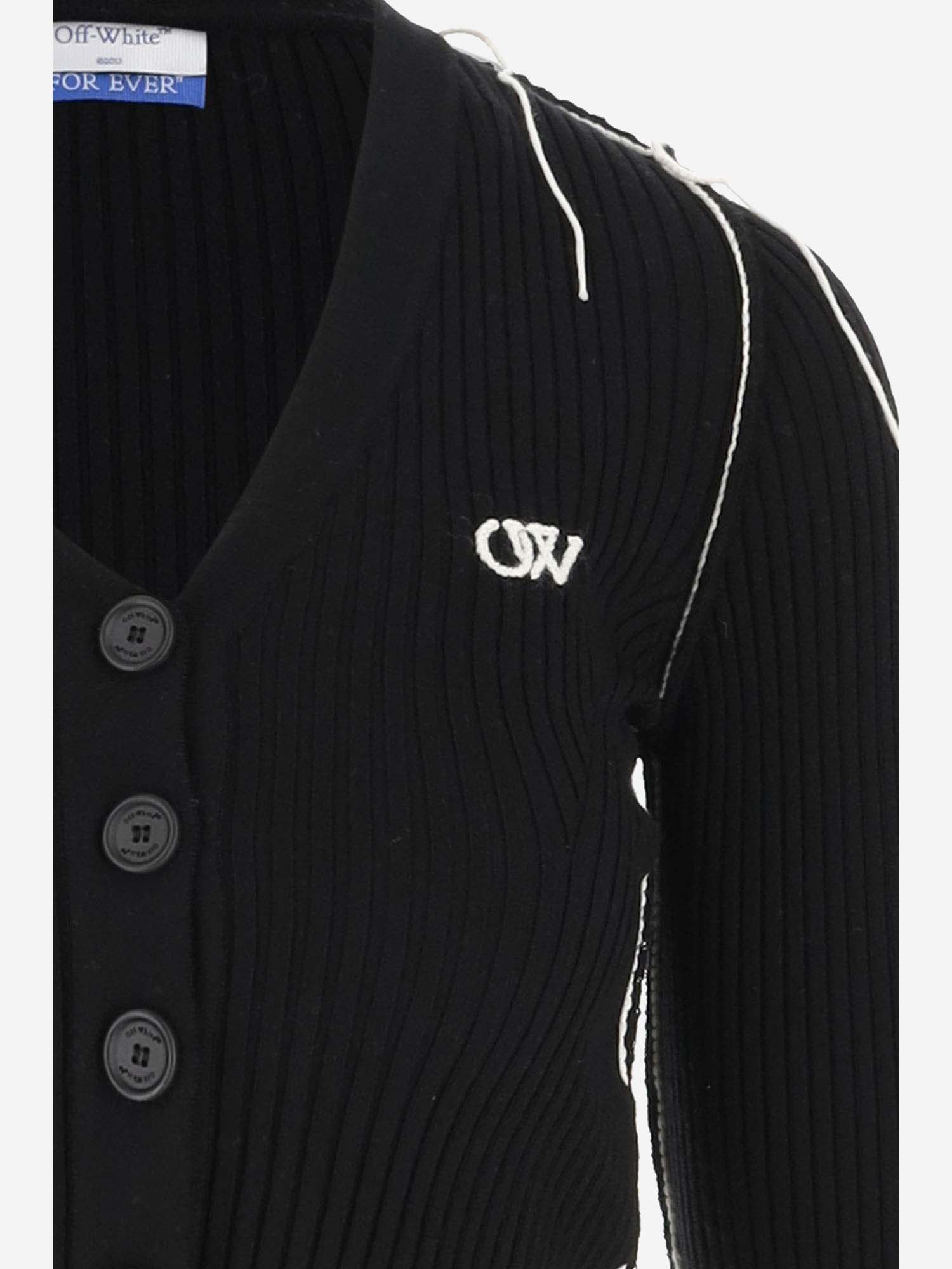 Shop Off-white Cropped Cardigan With Logo In Black