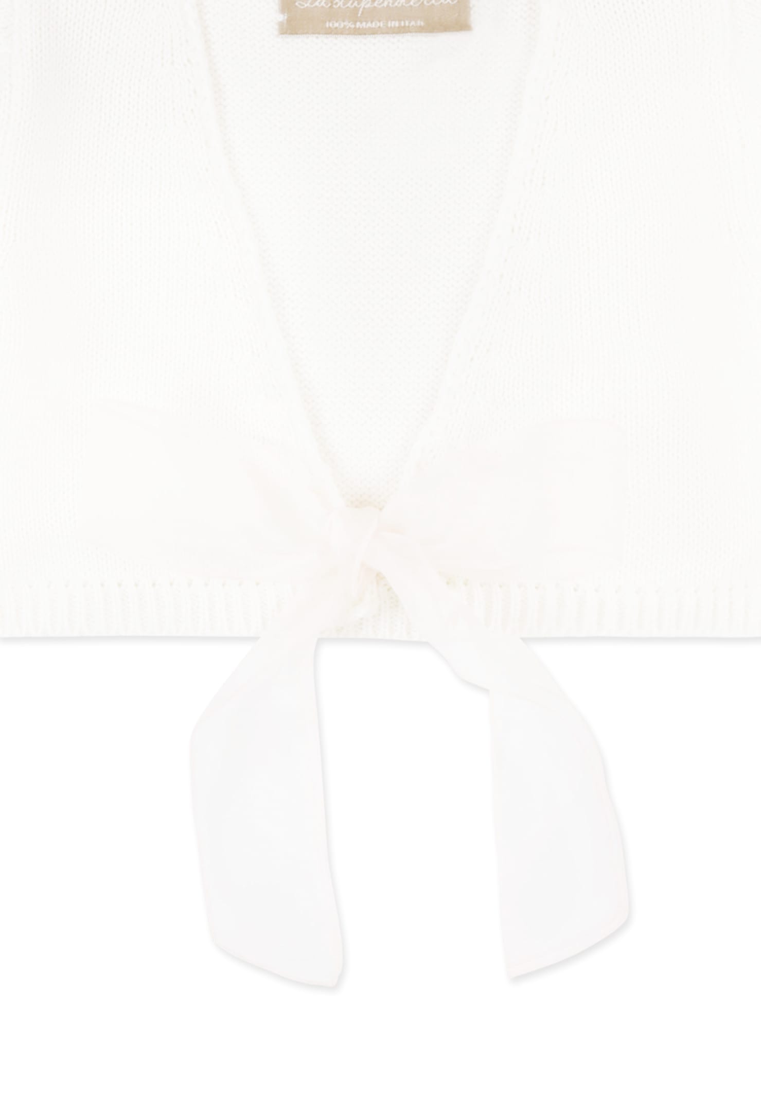 La Stupenderia Ivory Cardigan For Baby Girl With Bow